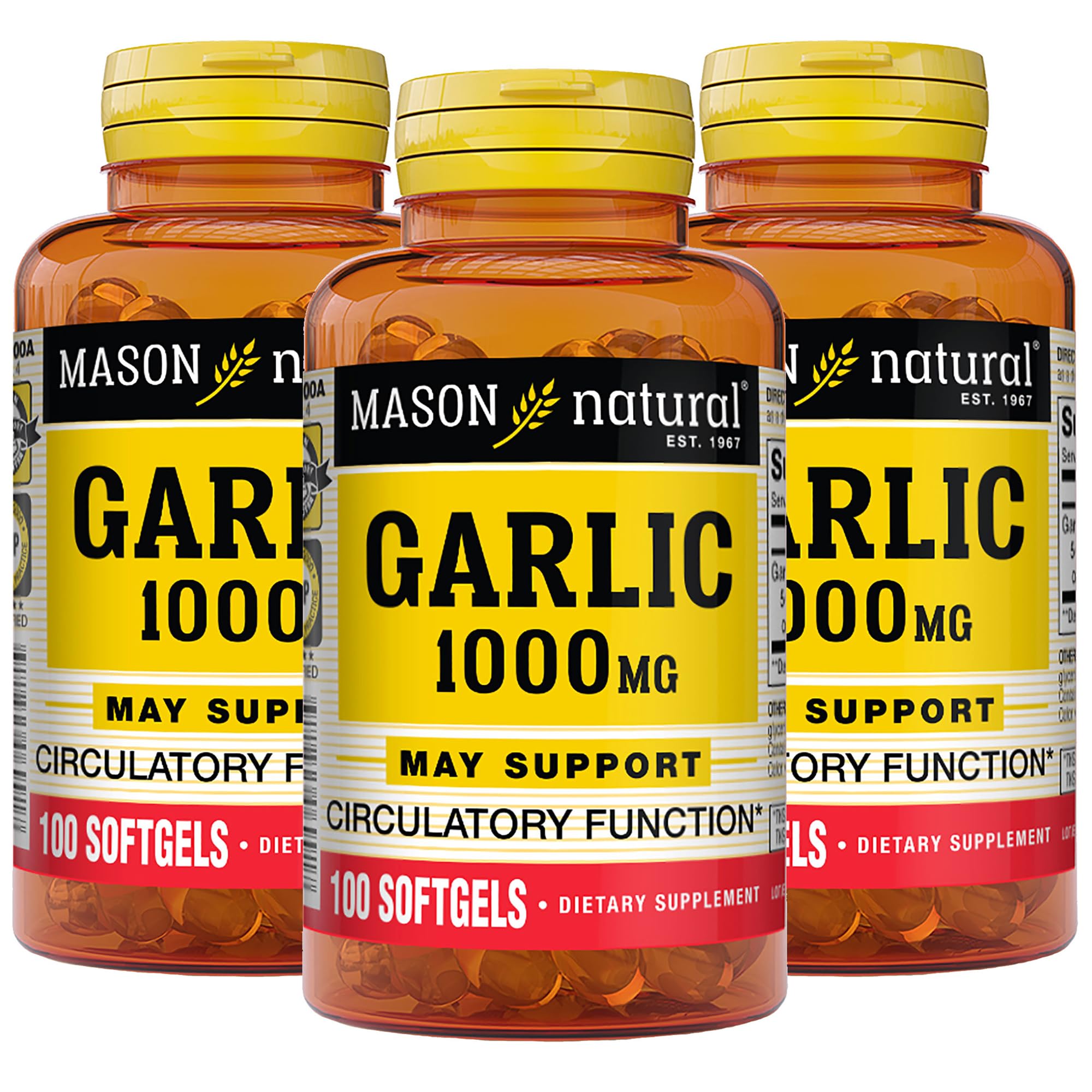 MASON NATURAL Garlic Oil Softgels front view packaging