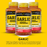 MASON NATURAL Garlic Oil Softgels opened bottle with softgels
