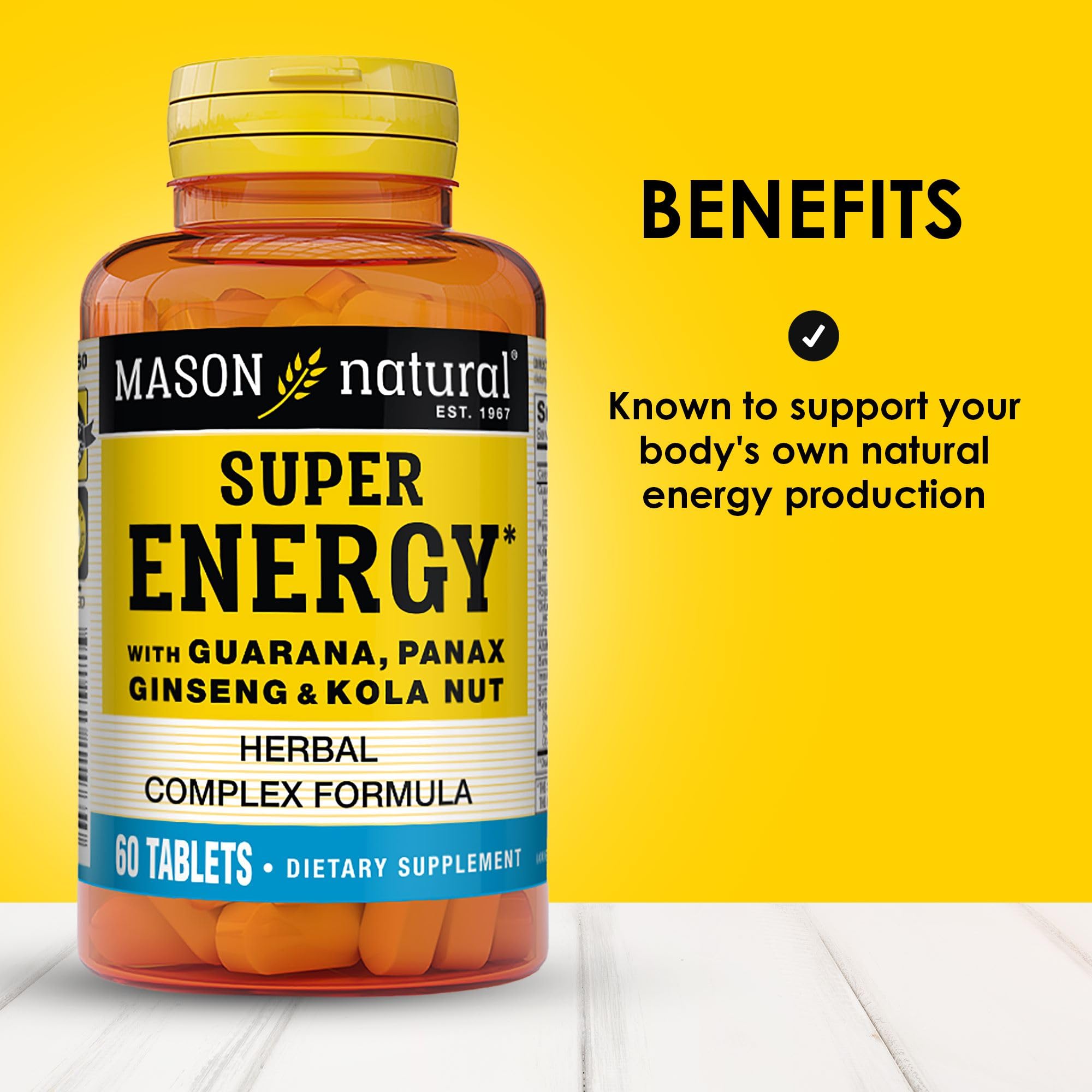 MASON NATURAL Ginseng Herbal Supplement side view showing tablet size