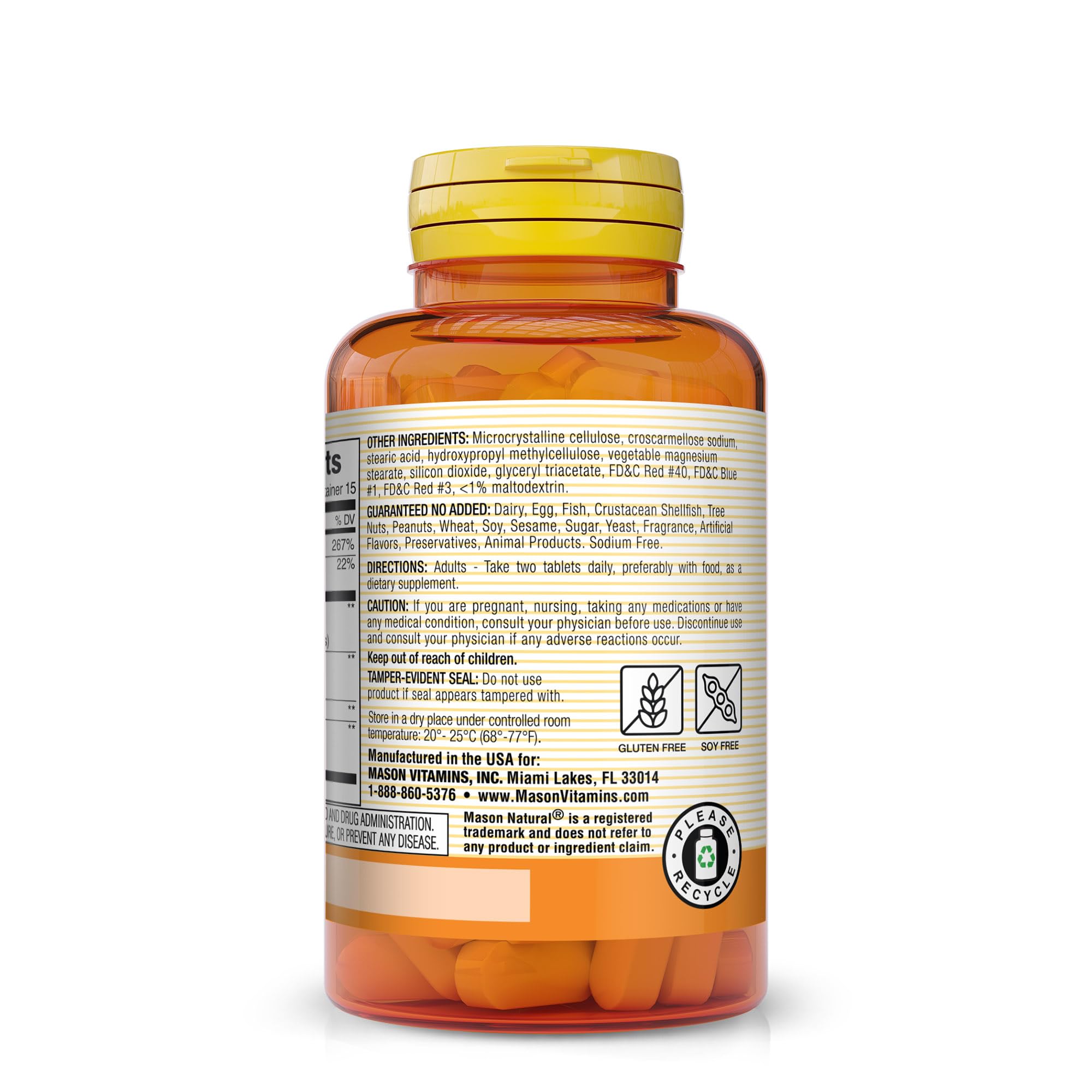 MASON NATURAL Leg Vein & Circulation Tablets back view with ingredient list