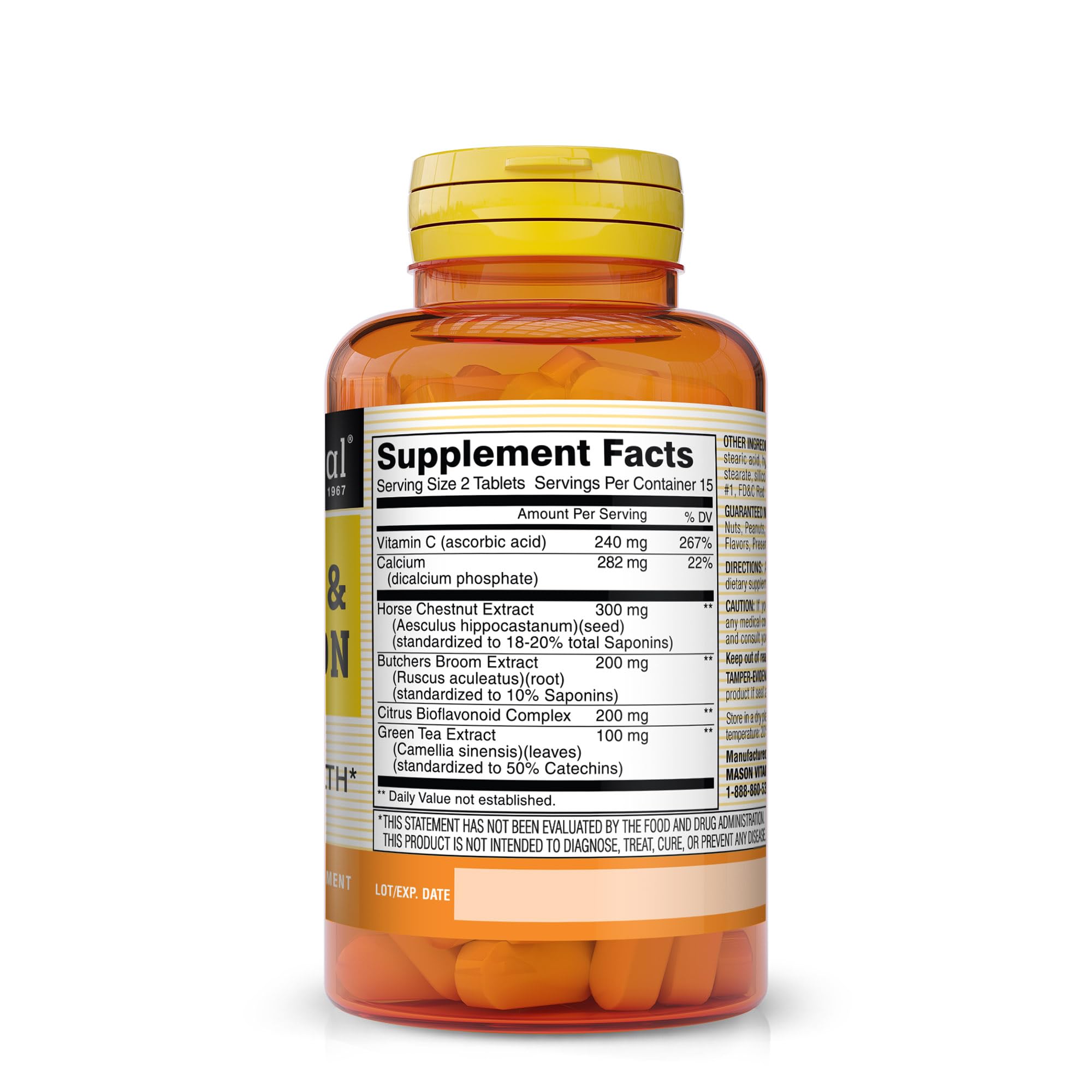MASON NATURAL Leg Vein & Circulation Tablets side view showing tablet size