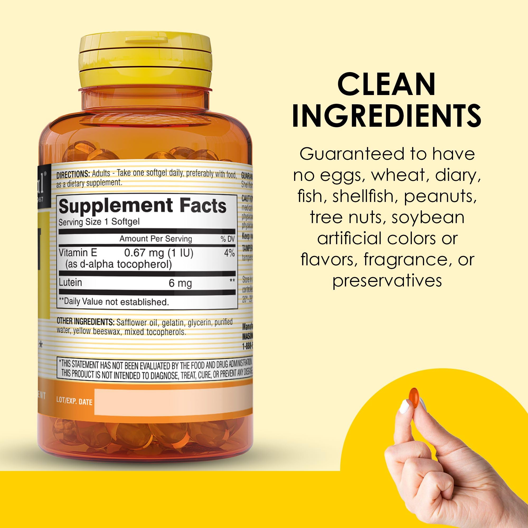 MASON NATURAL Lutein Softgel 6mg with Vitamin E