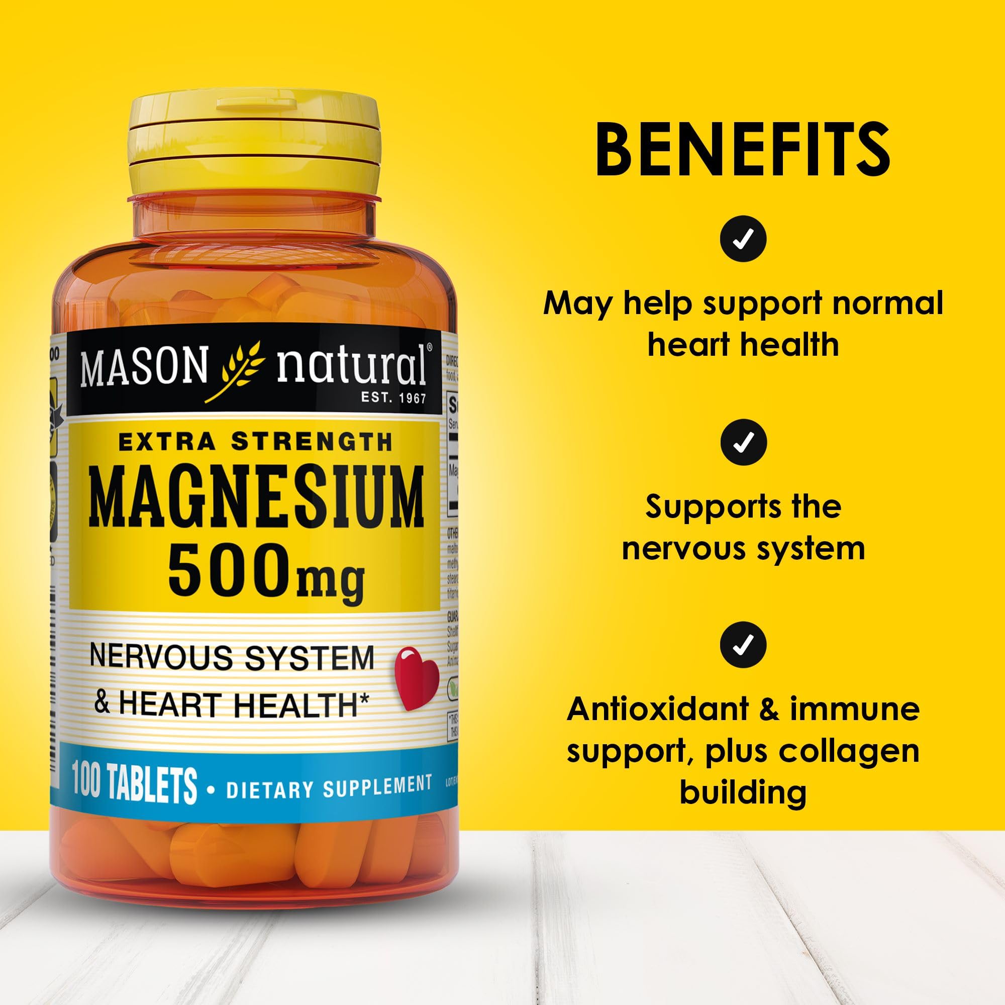 MASON NATURAL Magnesium 500mg Tablets side view