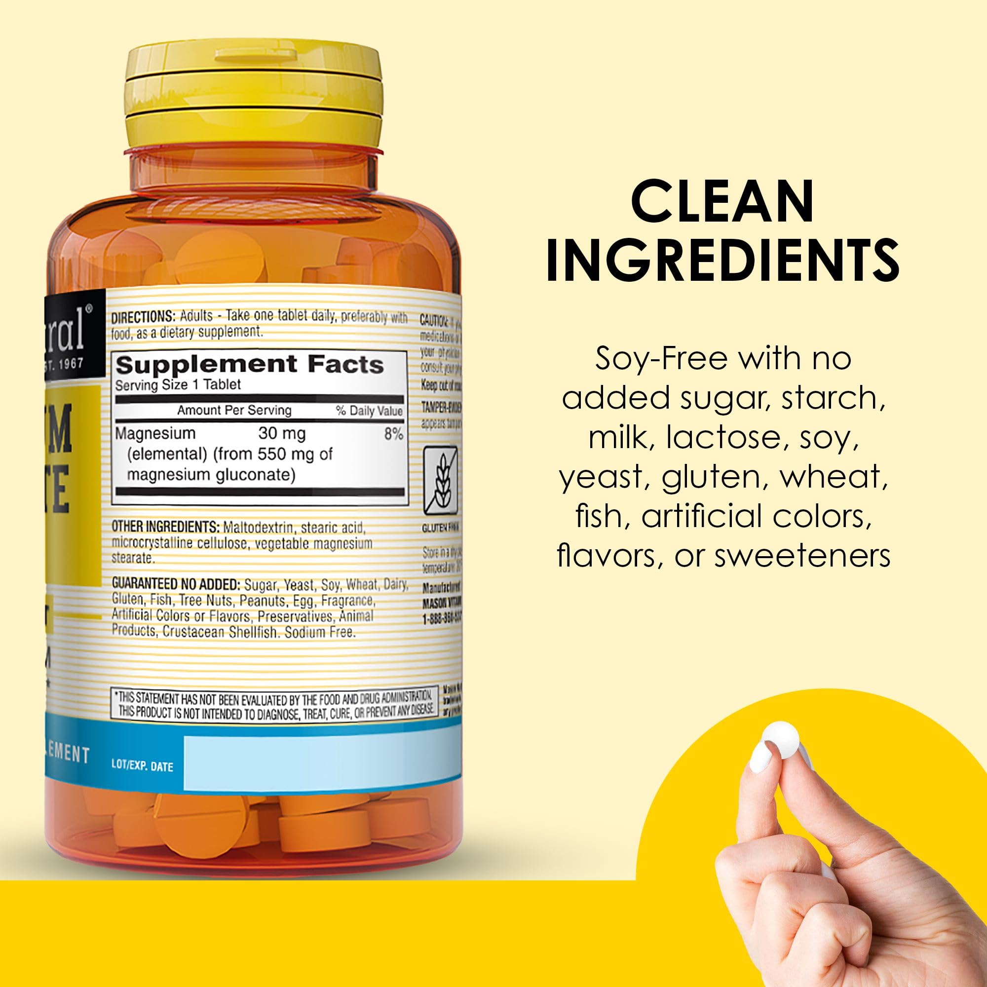 MASON NATURAL Magnesium tablets label details