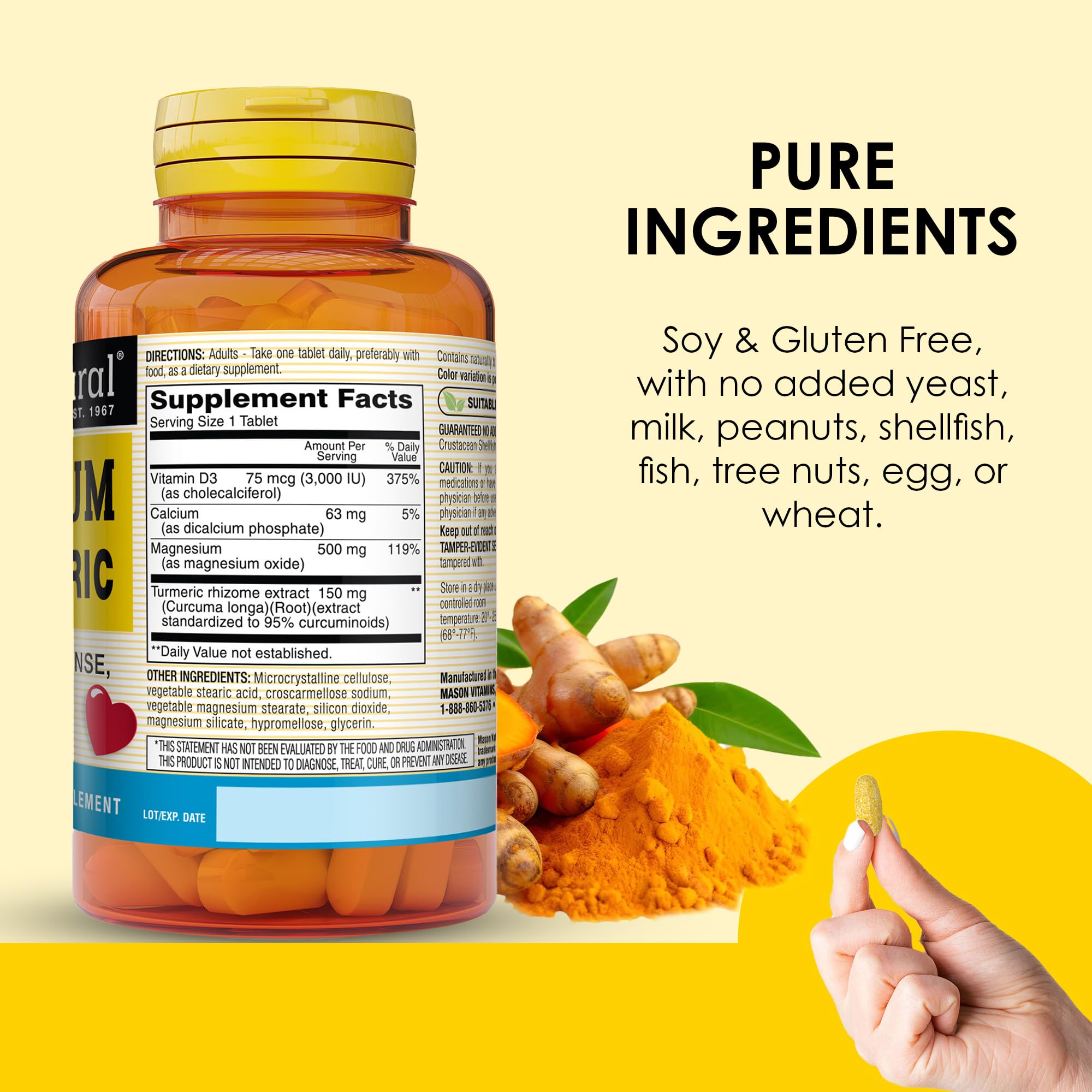 MASON NATURAL Magnesium & Vitamin D3 supplement ingredients list