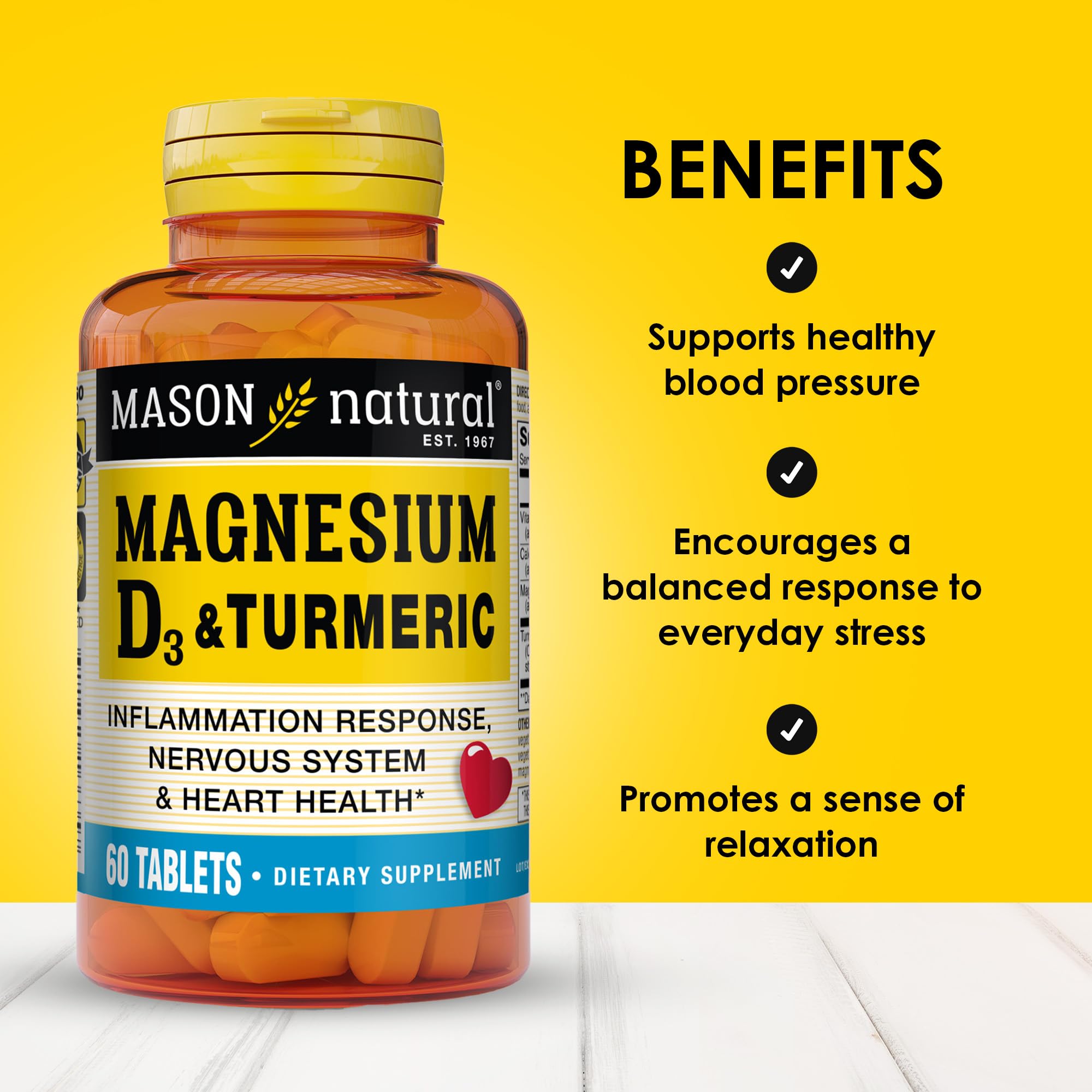 MASON NATURAL Magnesium & Vitamin D3 supplement side view