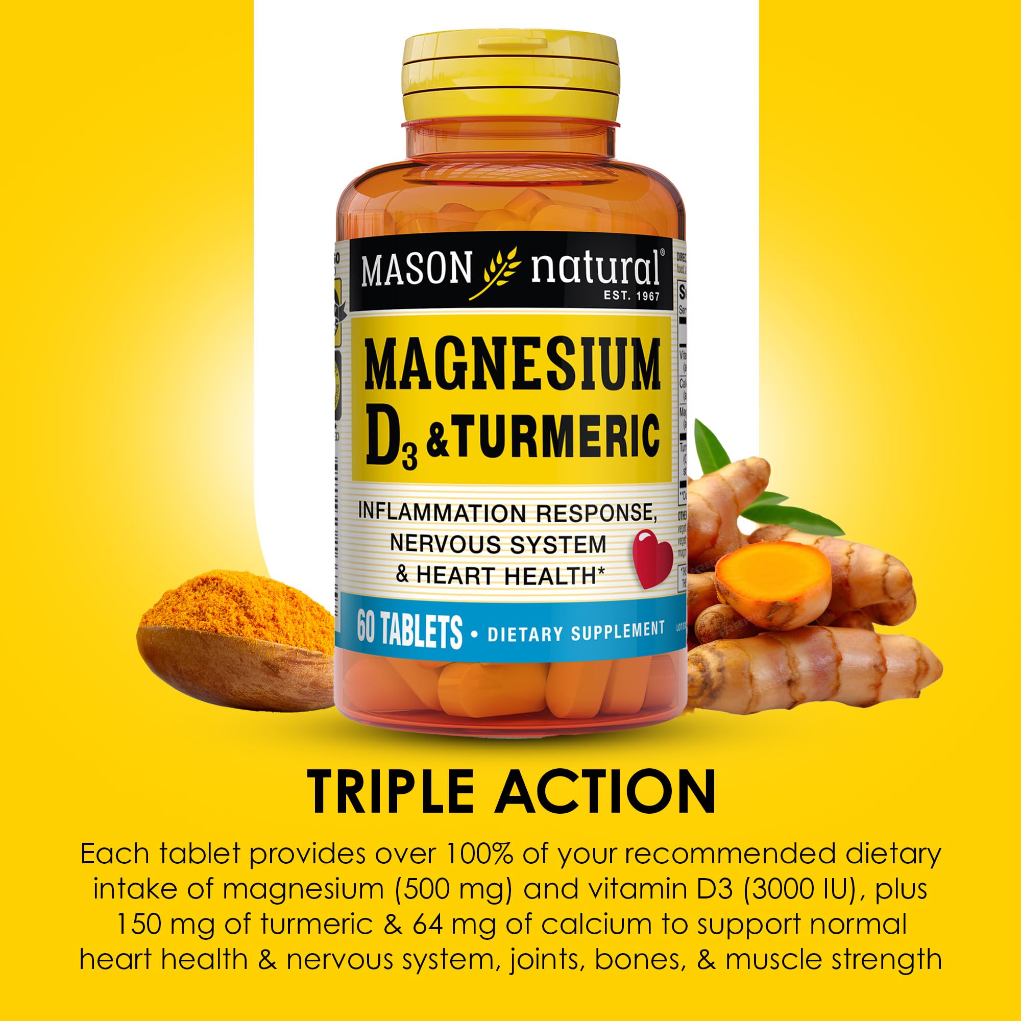 MASON NATURAL Magnesium & Vitamin D3 supplement tablet close-up