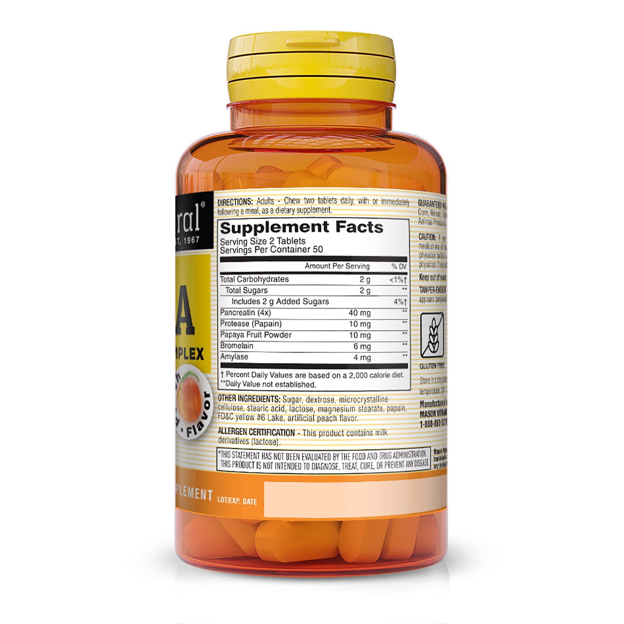 MASON NATURAL Multi-Enzyme Supplement 280g back view with ingredient list