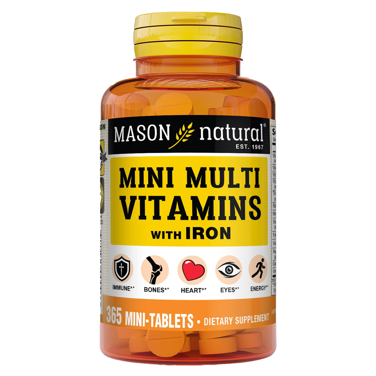 MASON NATURAL Multivitamins with Iron mini-tablets front view