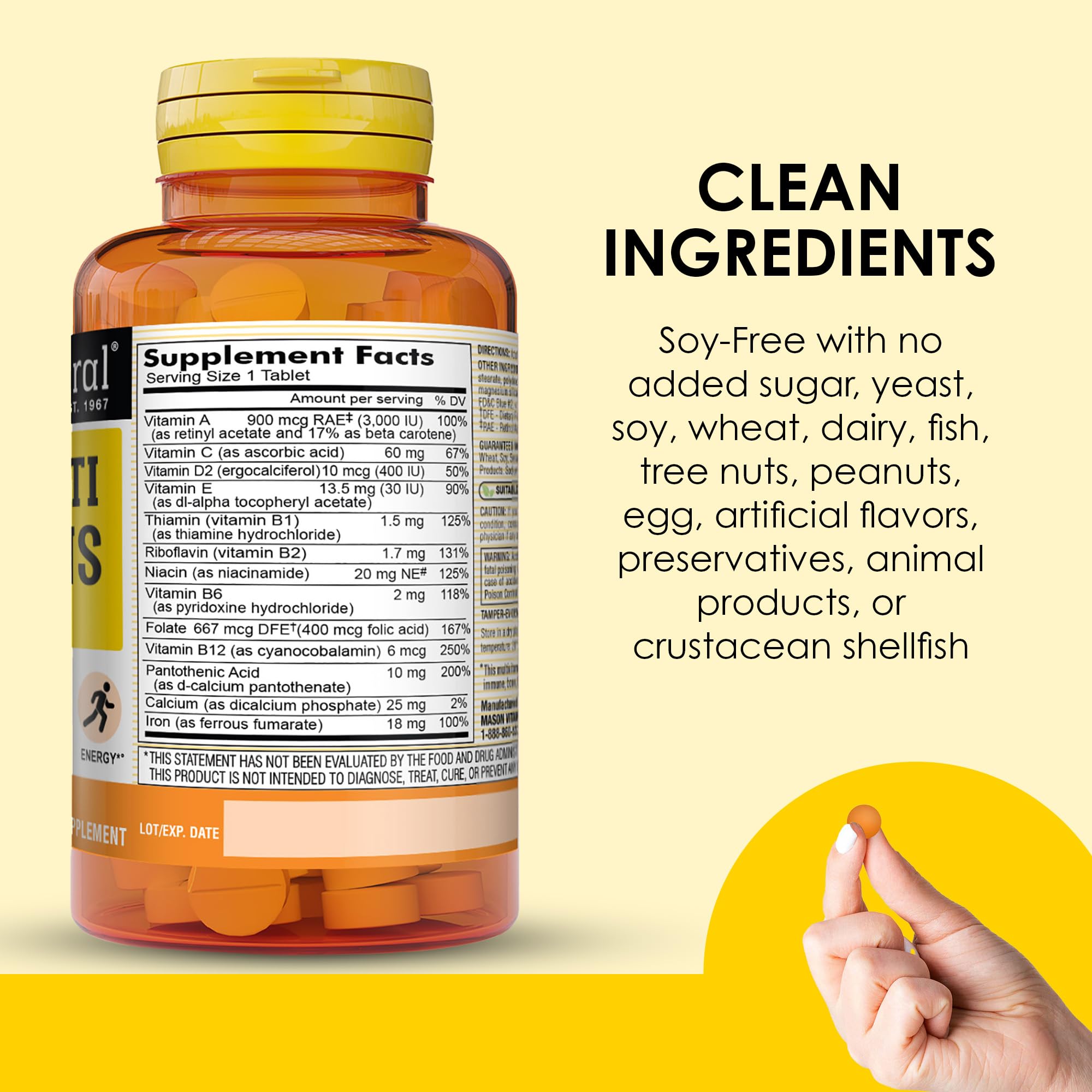 MASON NATURAL Multivitamins with Iron mini-tablets on a table