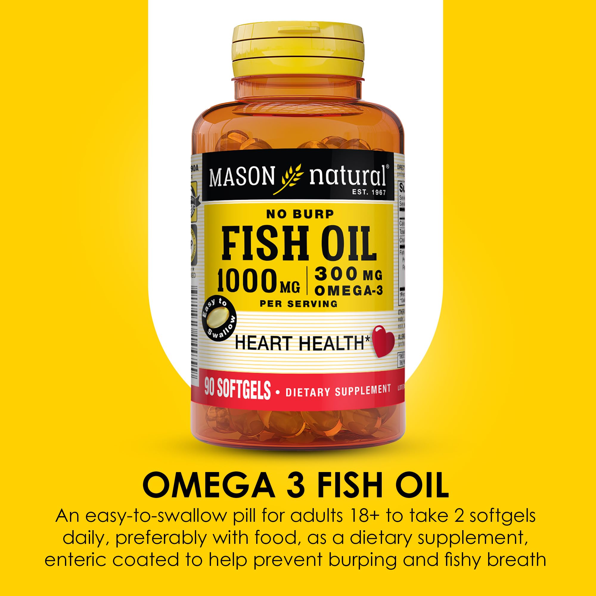 MASON NATURAL No Burp Fish Oil 1000 mg nutritional information