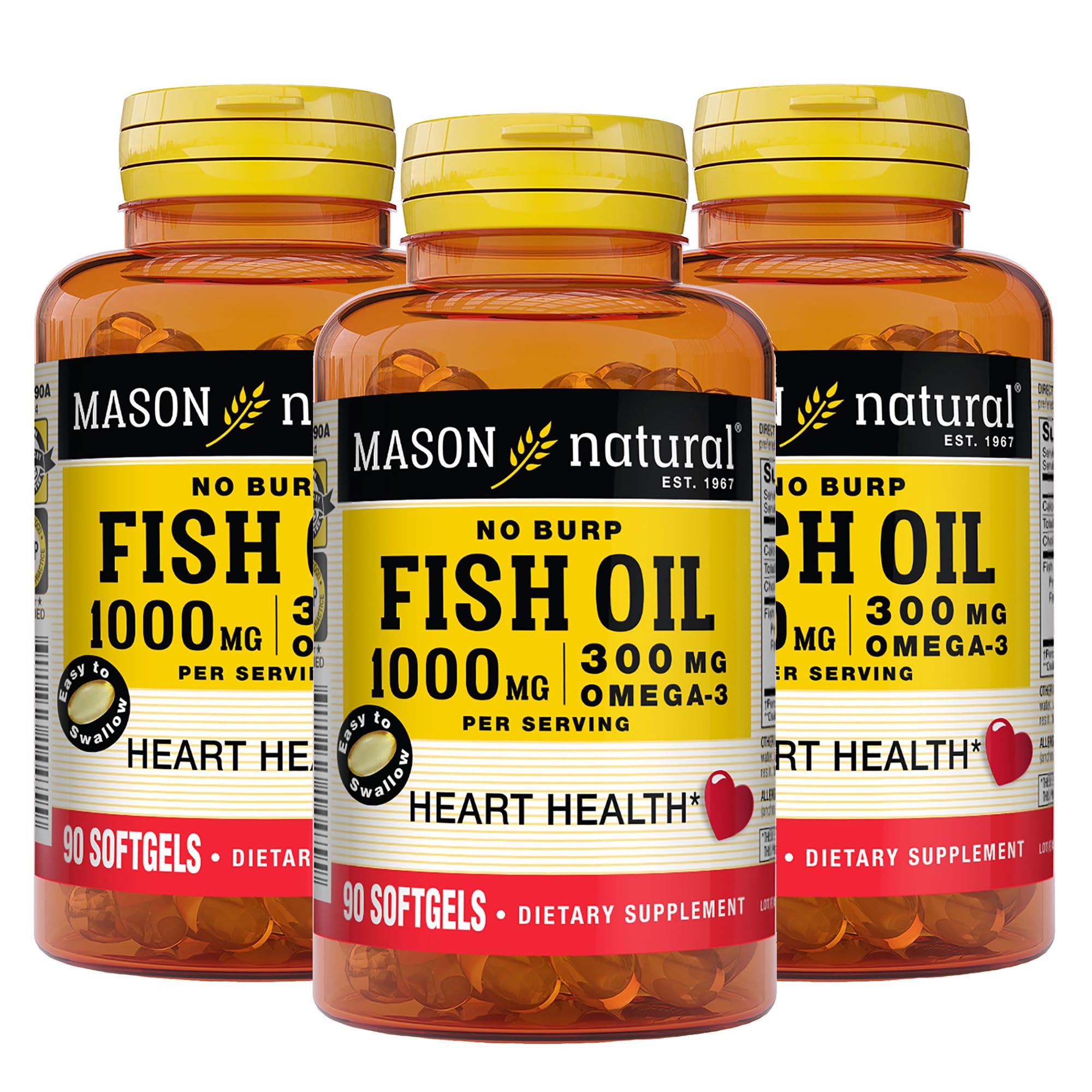MASON NATURAL No Burp Fish Oil 1000 mg softgel front view
