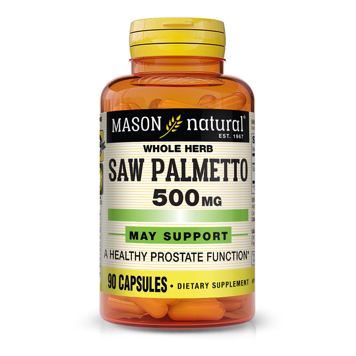 MASON NATURAL Saw Palmetto 500mg front view of packaging