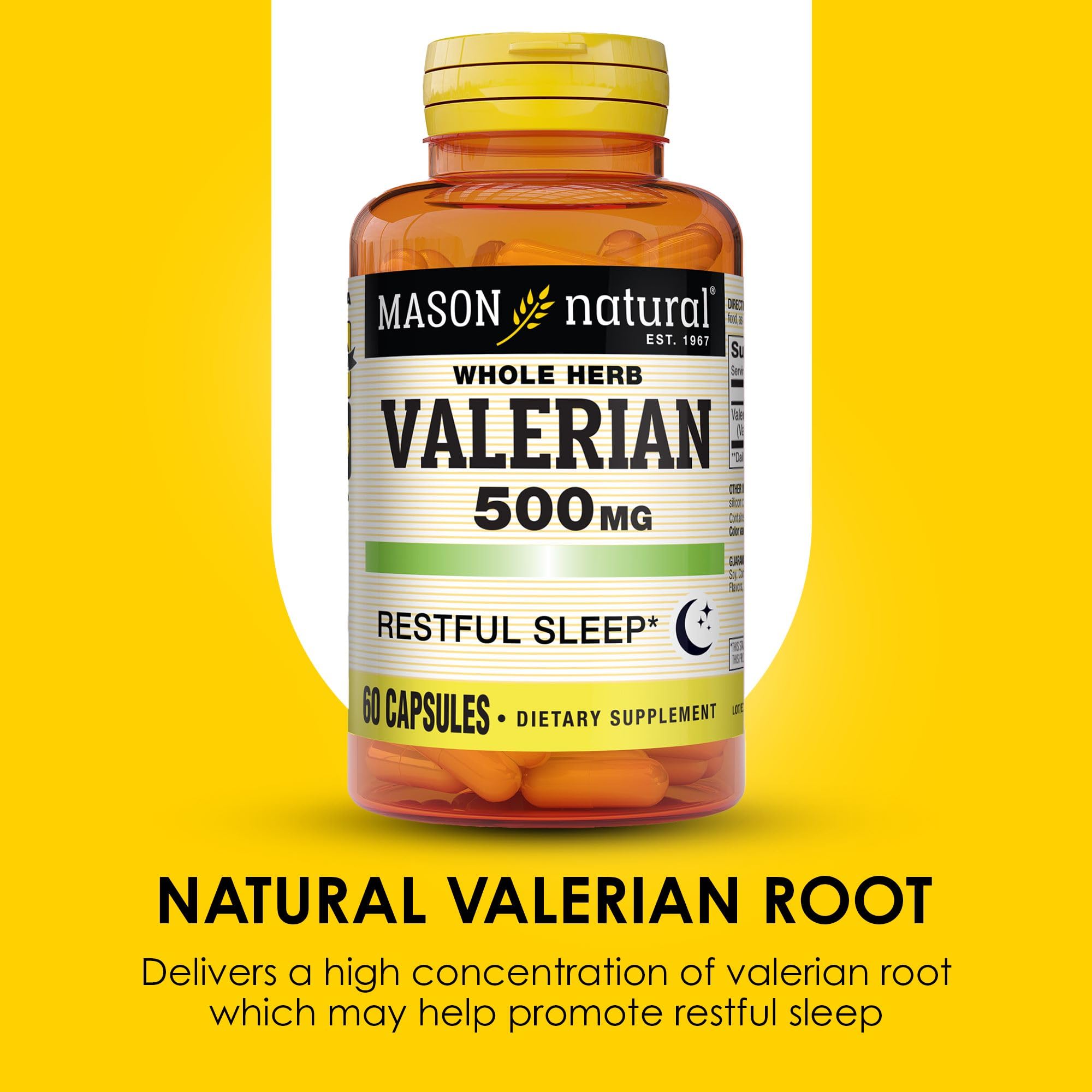 MASON NATURAL Valerian Root Capsules 500mg opened bottle