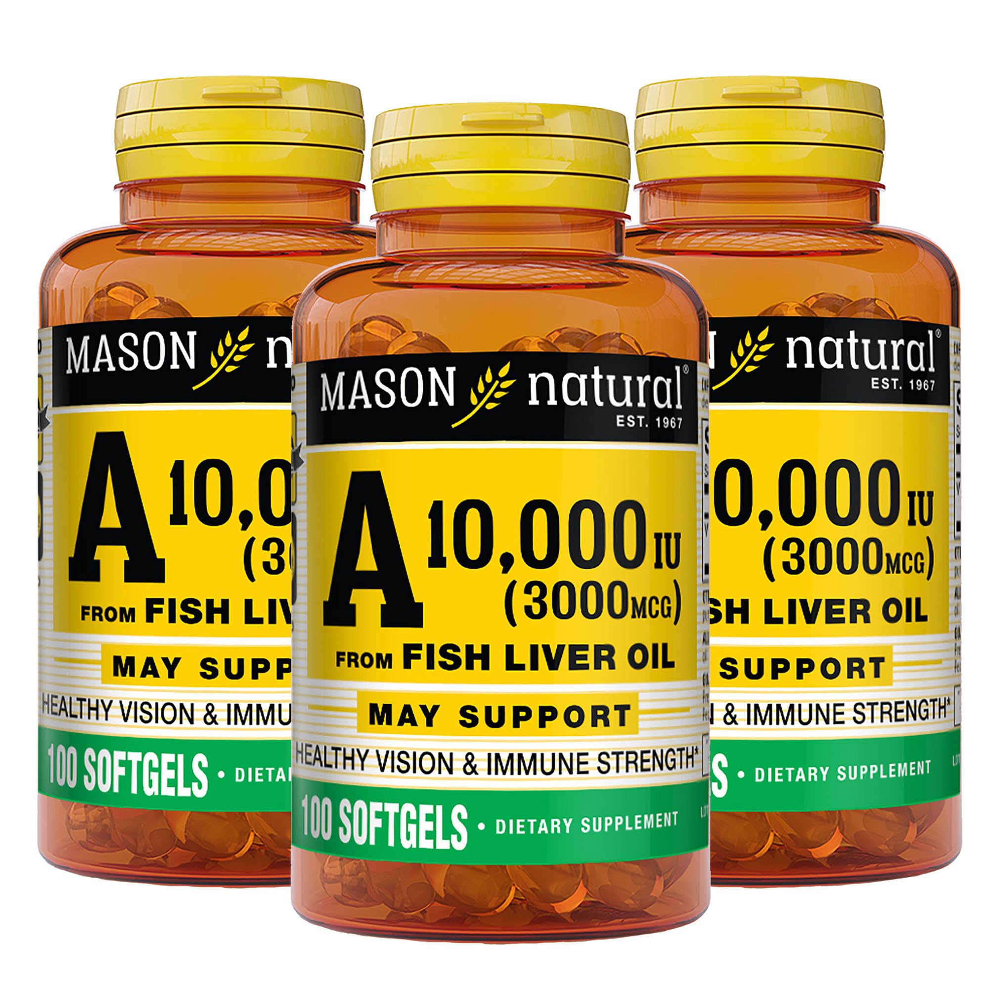 MASON NATURAL Vitamin A 3000 mcg softgel bottle front view