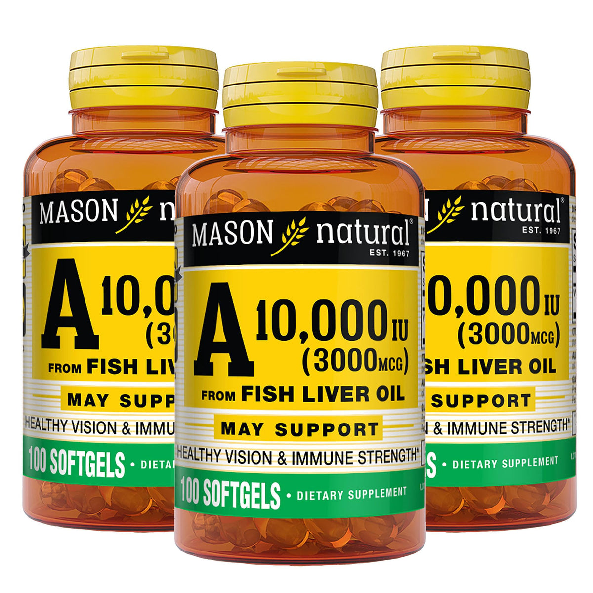 MASON NATURAL Vitamin A 3000 mcg softgel bottle front view