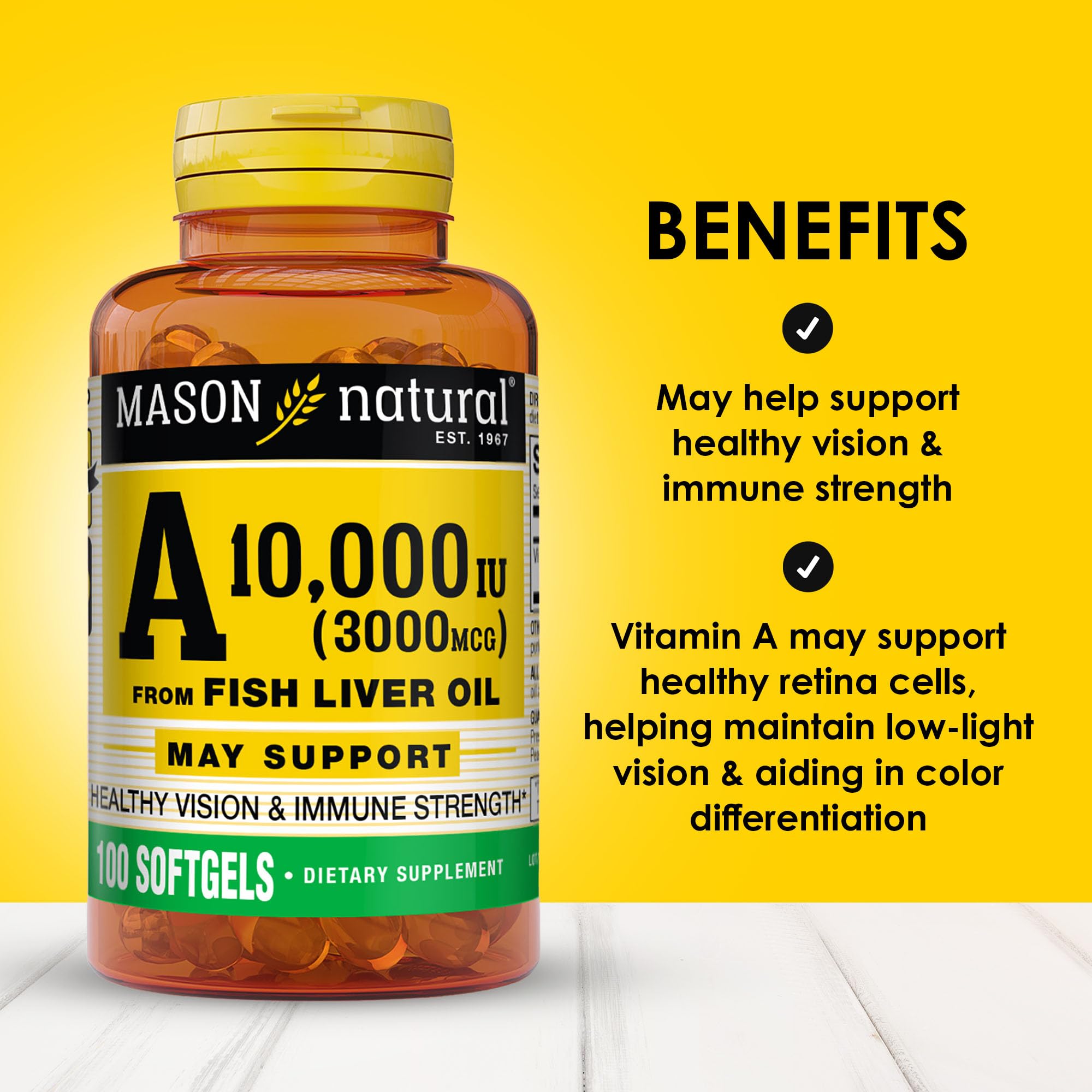 MASON NATURAL Vitamin A 3000 mcg softgel side view