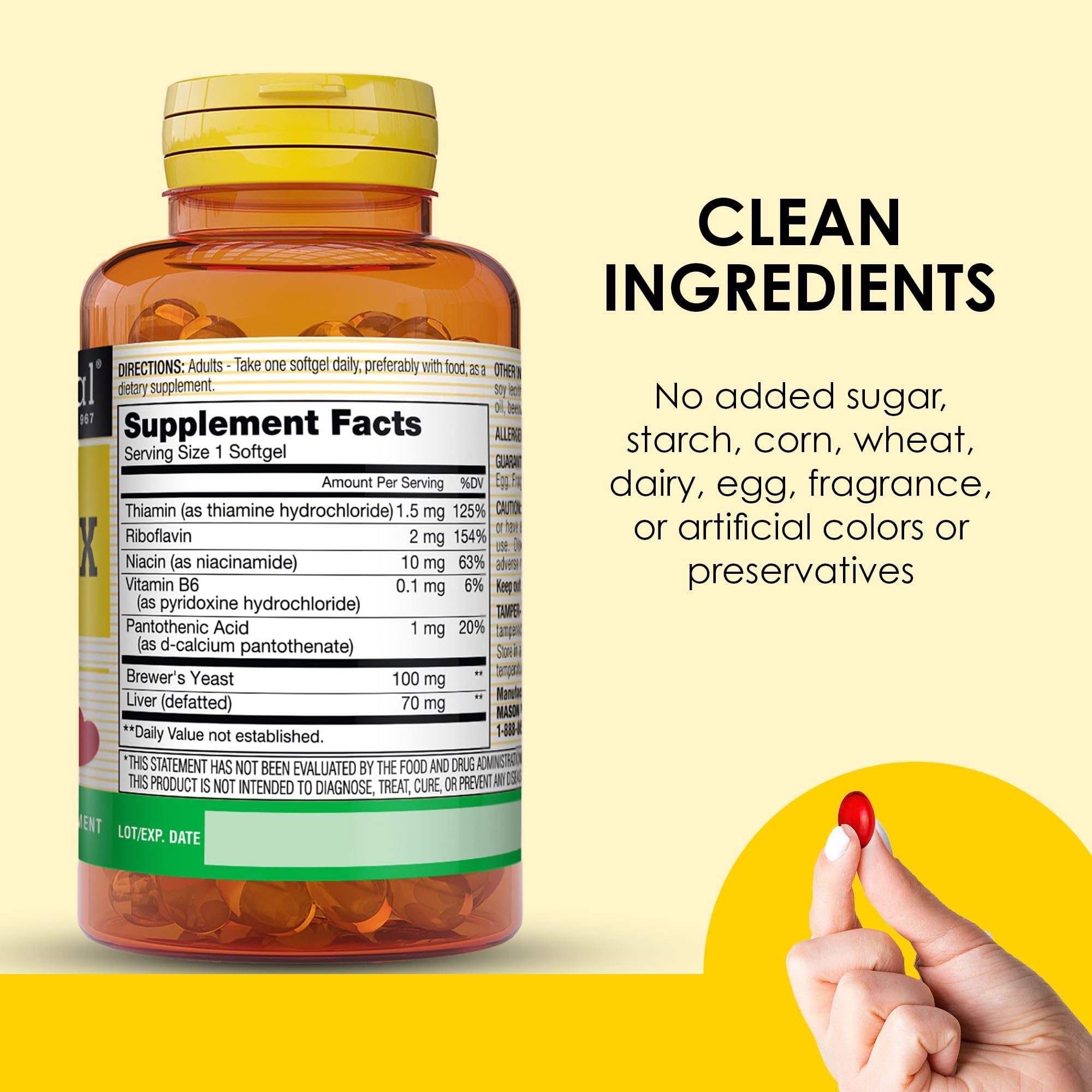 MASON NATURAL Vitamin B Complex softgel with a measuring spoon