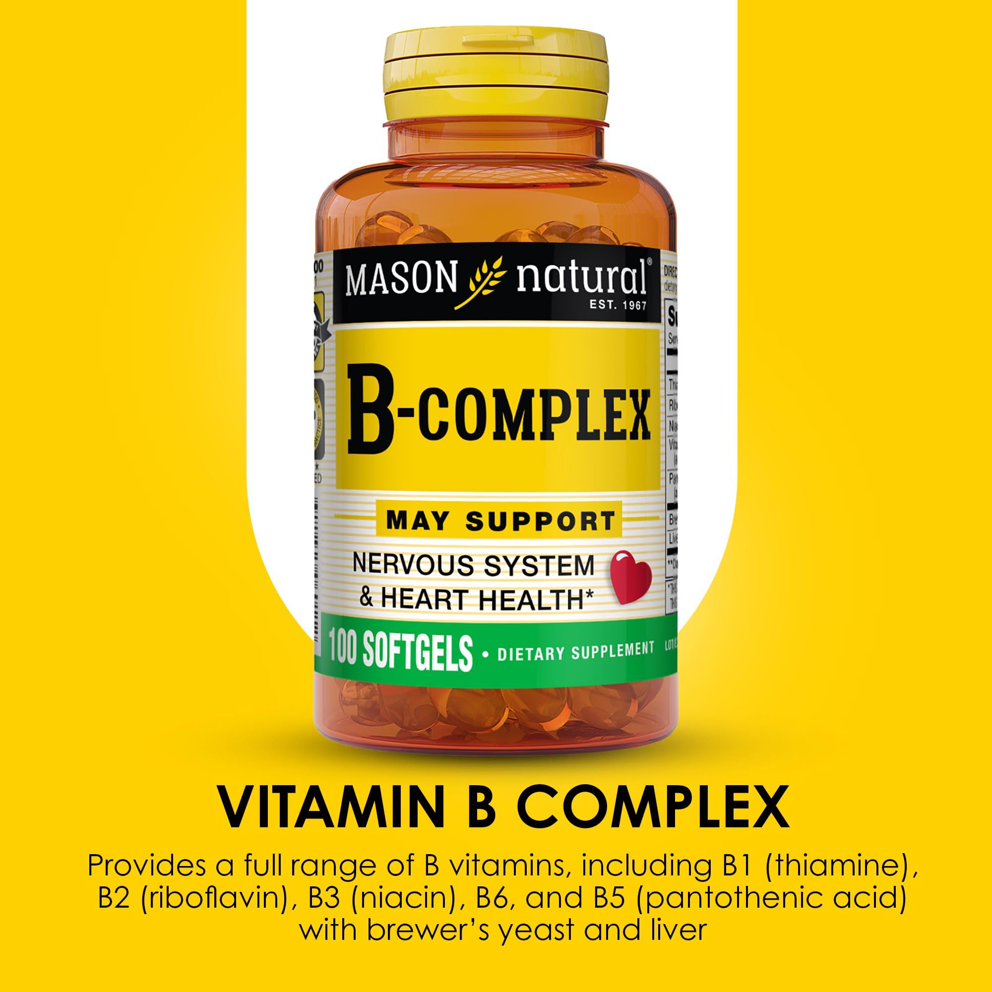 MASON NATURAL Vitamin B Complex softgels in a bowl