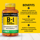 MASON NATURAL Vitamin B1 Thiamine 250mg supplement side view