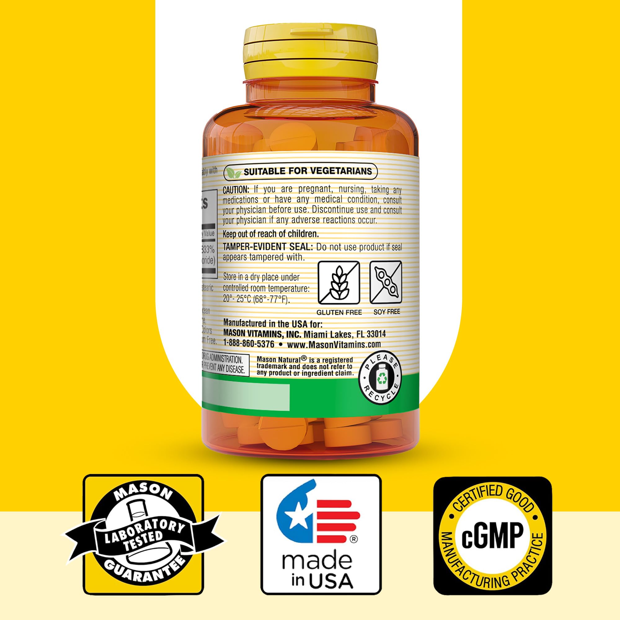 MASON NATURAL Vitamin B1 Thiamine 250mg supplement with a tablet next to it