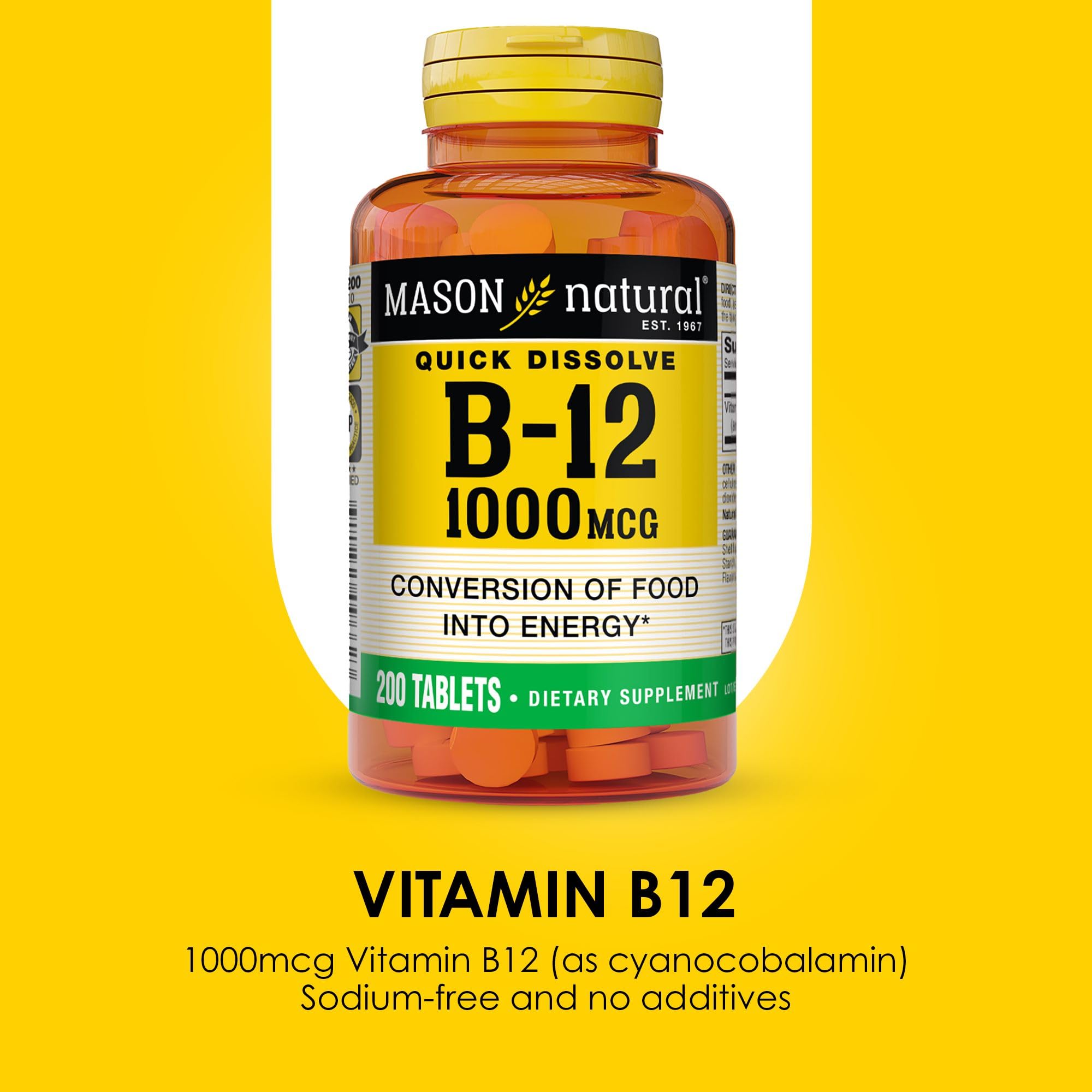 MASON NATURAL Vitamin B12 1000mcg label details