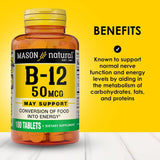 MASON NATURAL Vitamin B12 50mcg supplement side view