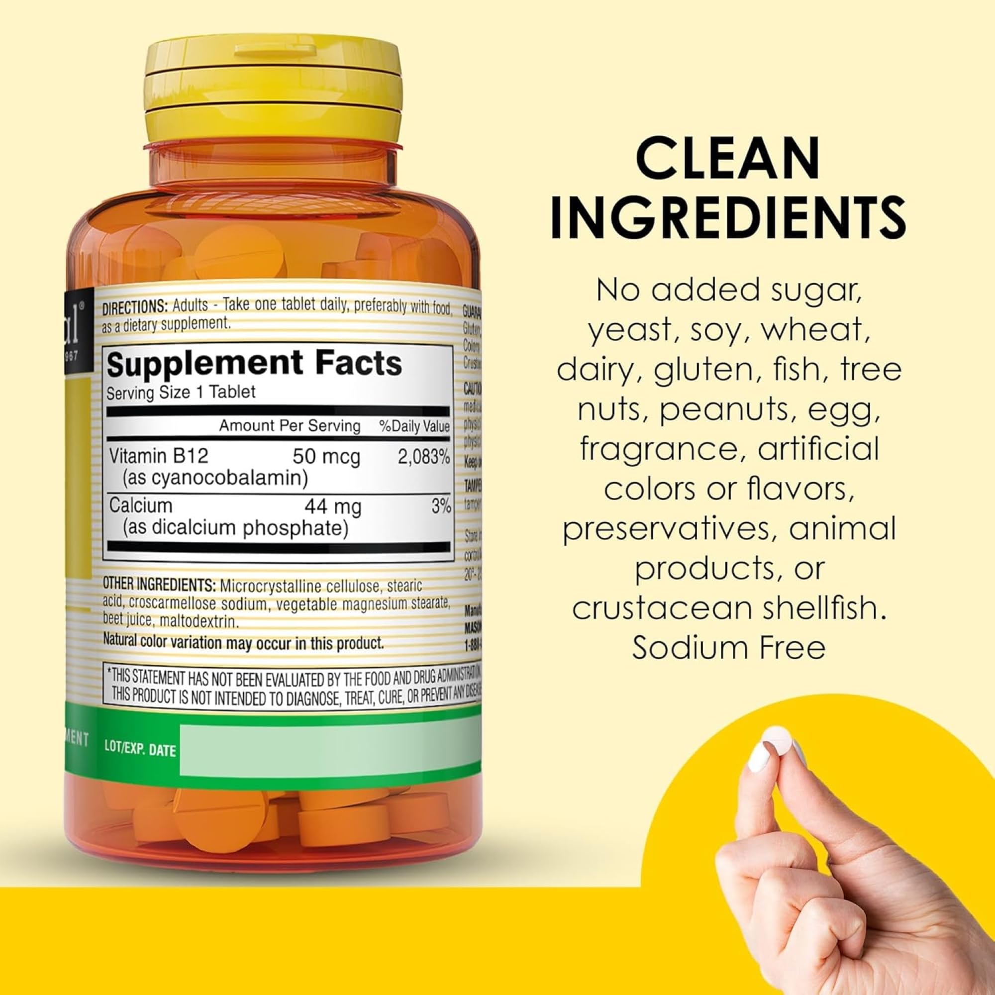 MASON NATURAL Vitamin B12 50mcg supplement tablet close-up