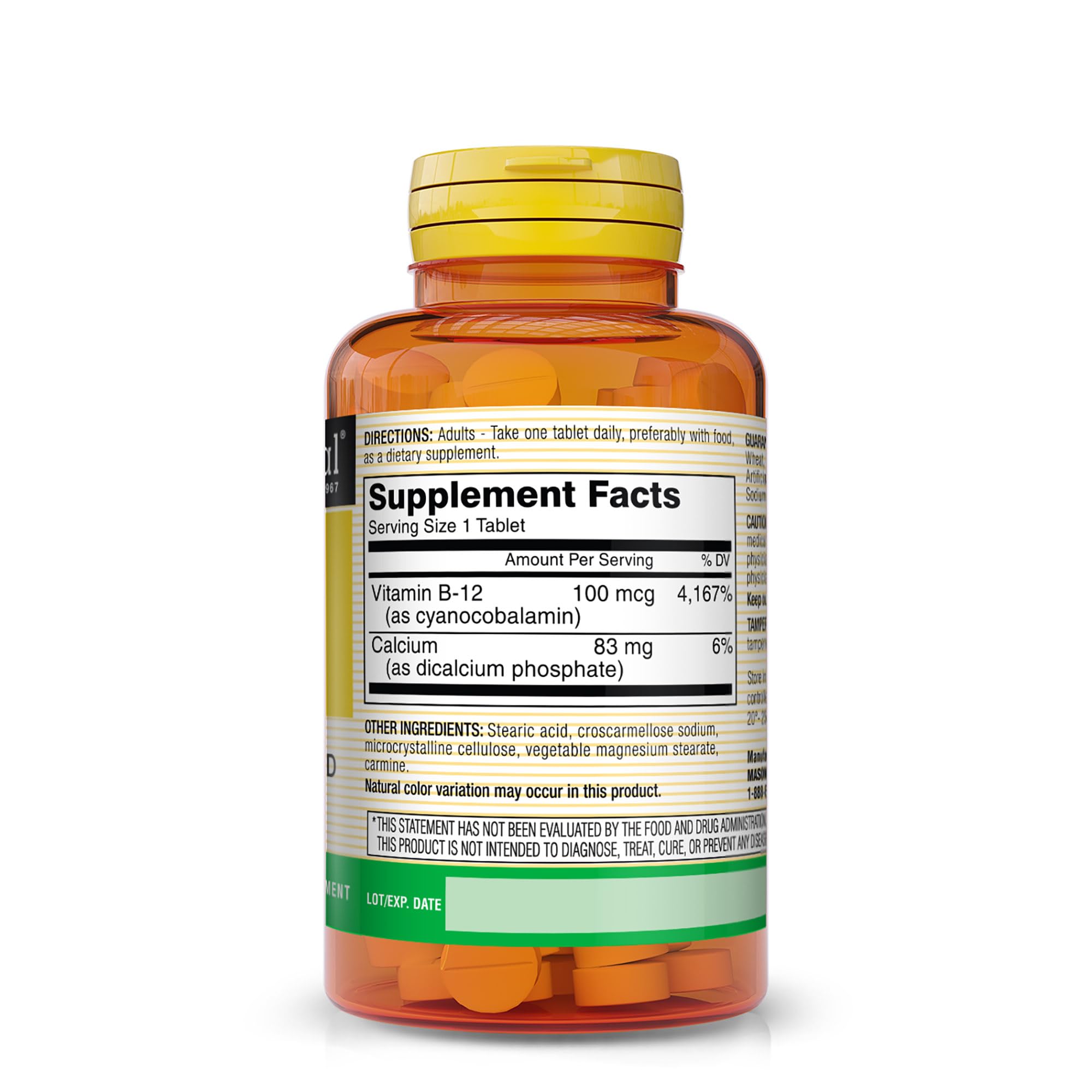 MASON NATURAL Vitamin B12 Tablets 100 mcg side view