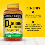 MASON NATURAL Vitamin D3 Softgels 125 mcg back view