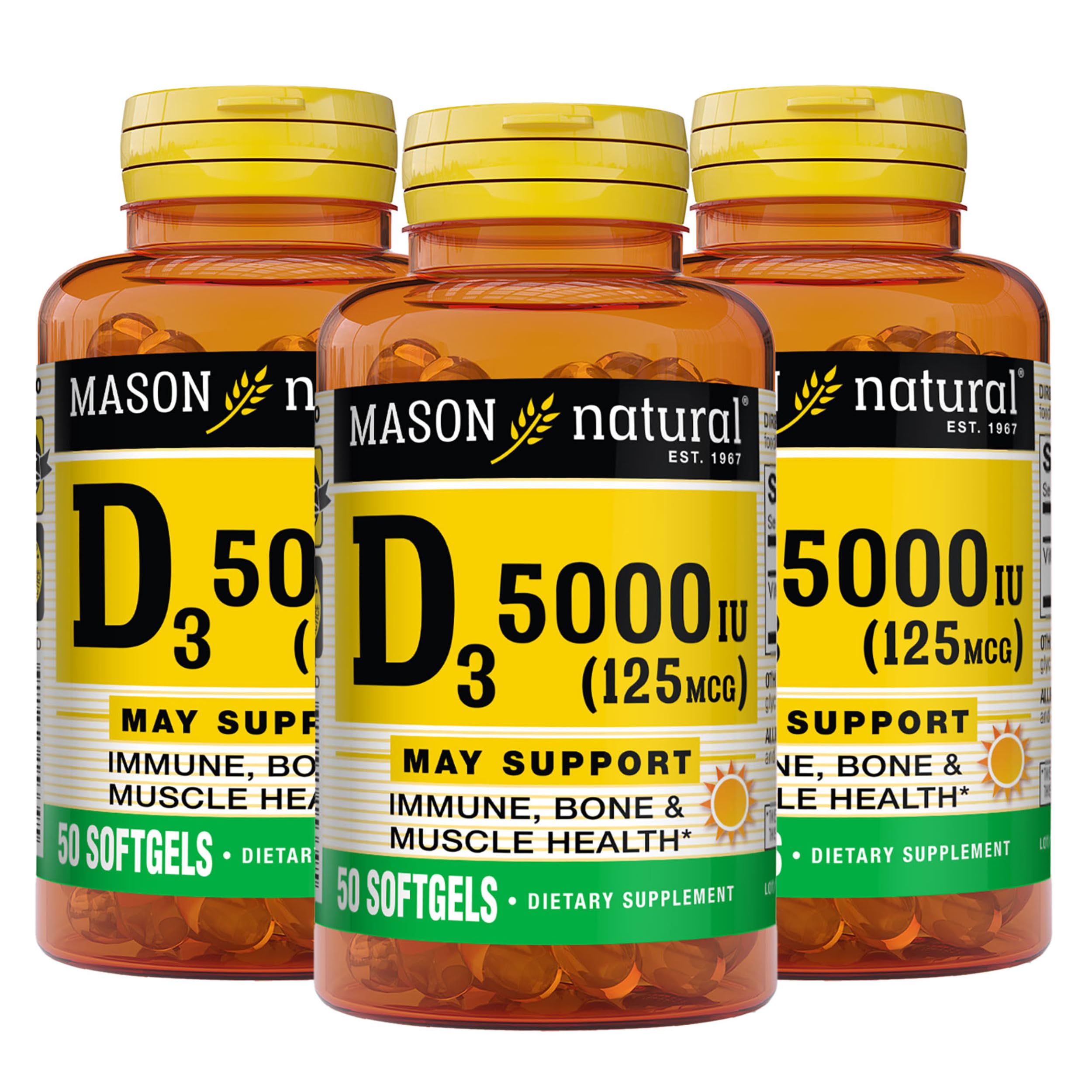 MASON NATURAL Vitamin D3 Softgels 125 mcg front view