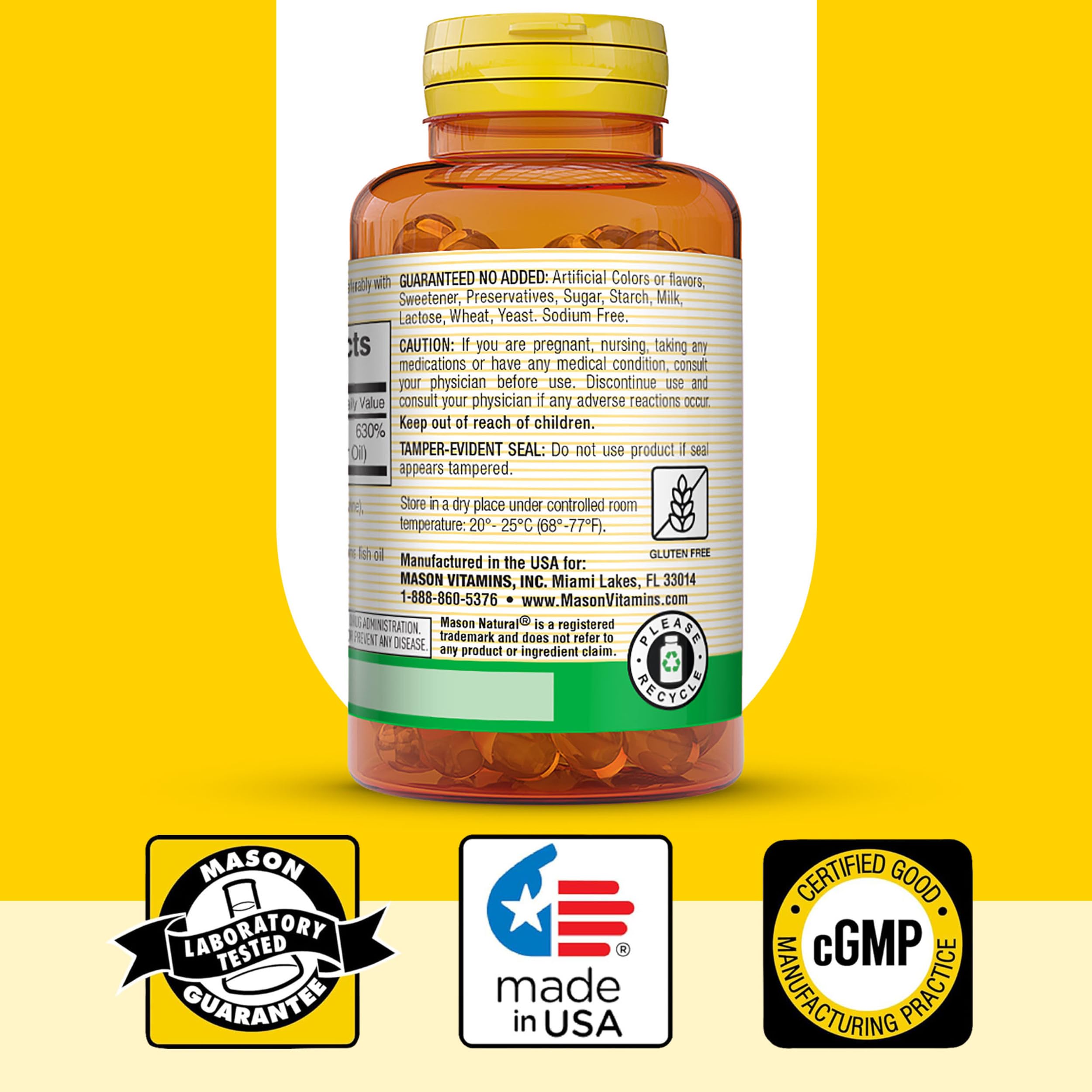 MASON NATURAL Vitamin D3 Softgels 125 mcg on a wooden surface
