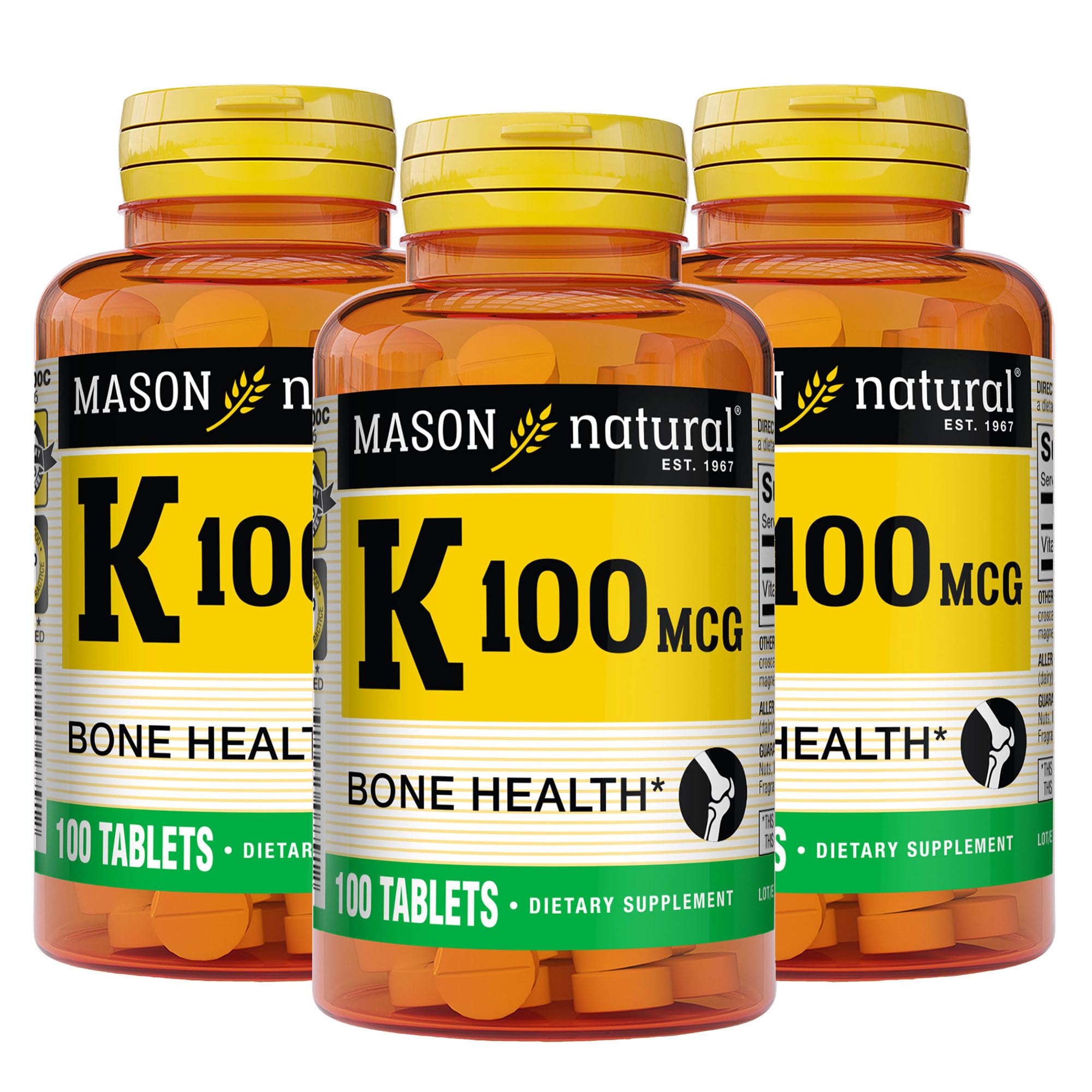 MASON NATURAL Vitamin K1 100 mcg capsules front view
