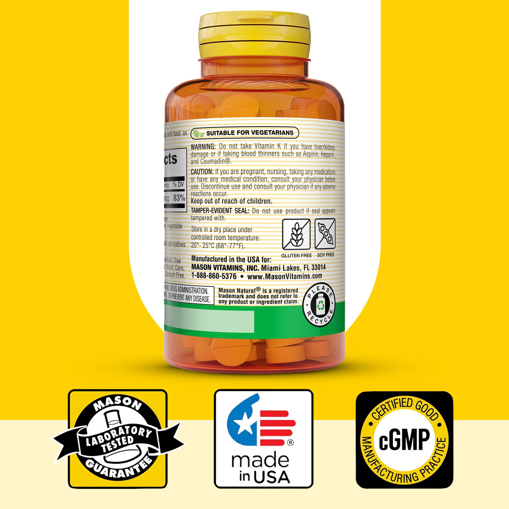 MASON NATURAL Vitamin K1 capsules opened with a few capsules spilled