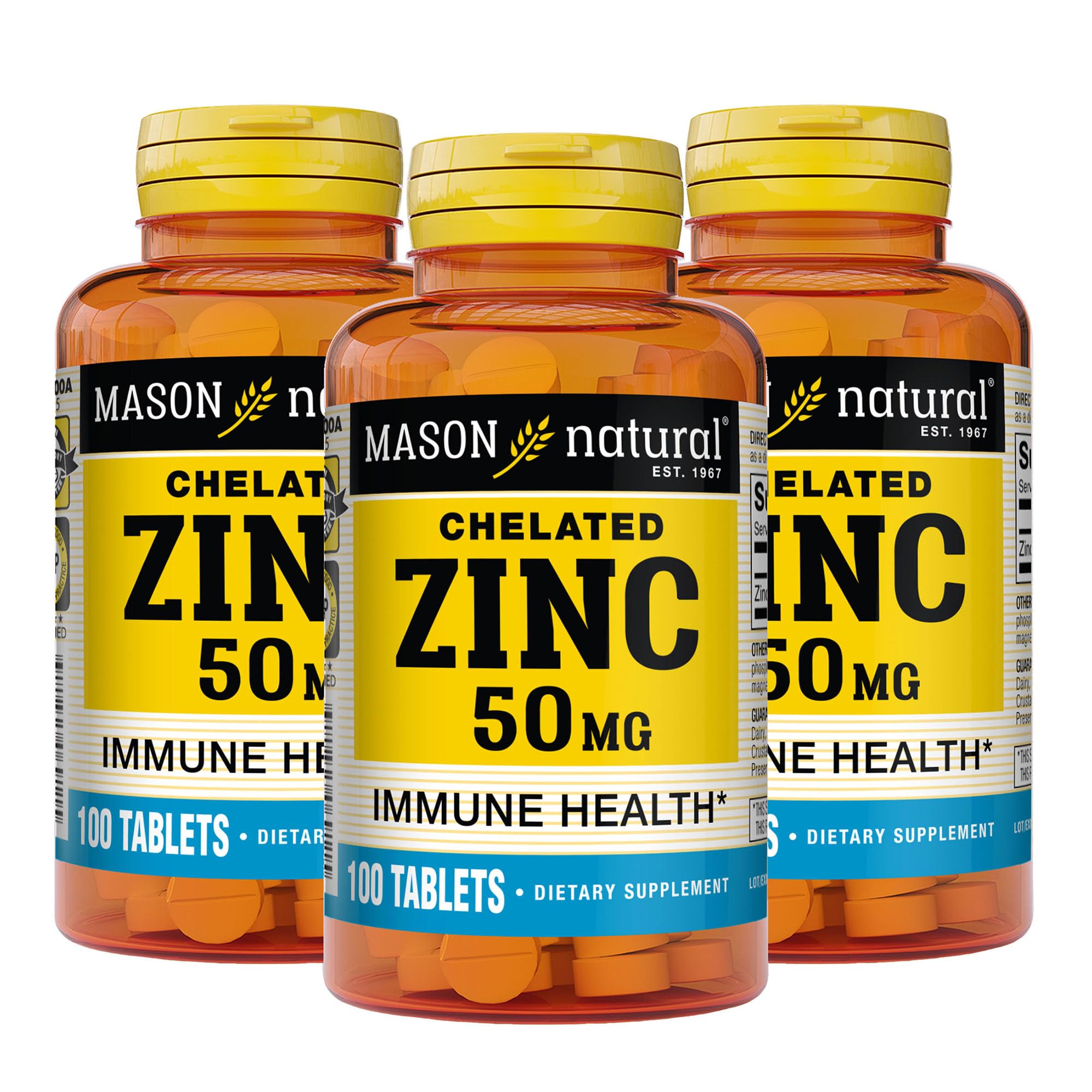 MASON NATURAL Zinc 50 mg gluconate supplement bottle front view