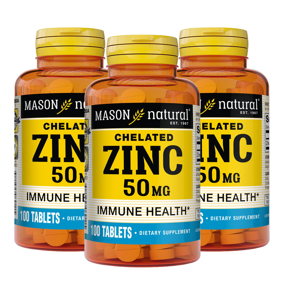MASON NATURAL Zinc 50 mg gluconate supplement bottle front view