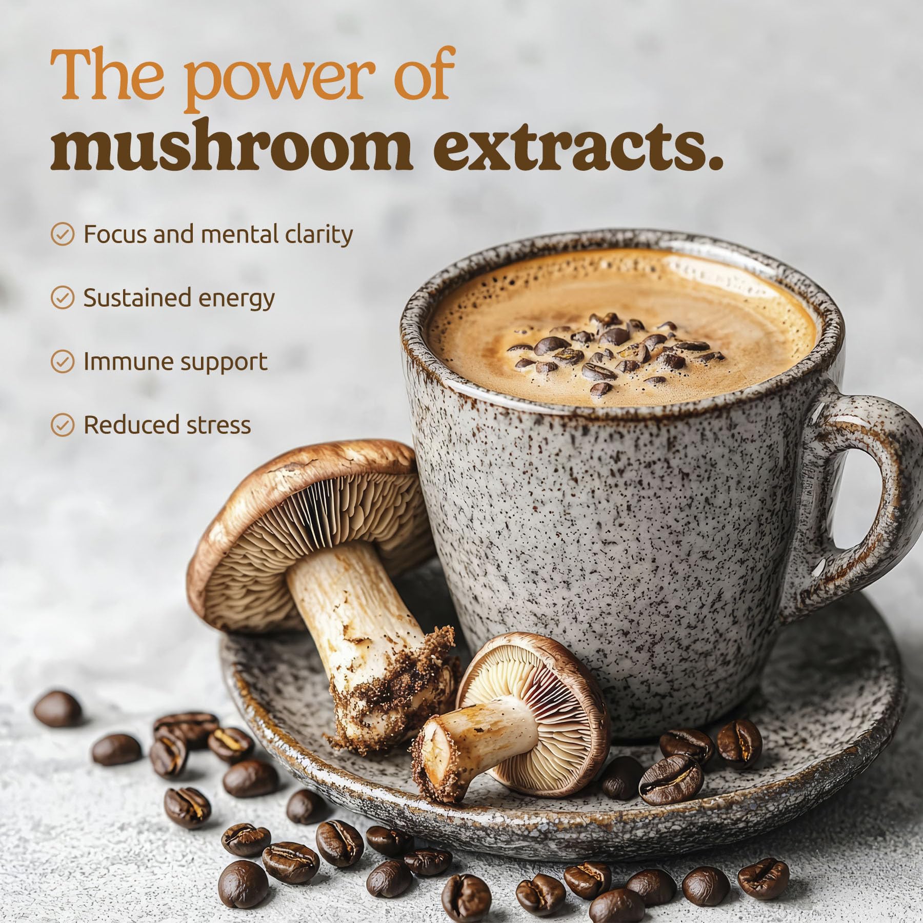 MATCHA DNA Mushroom Coffee Blend brewed cup with coffee