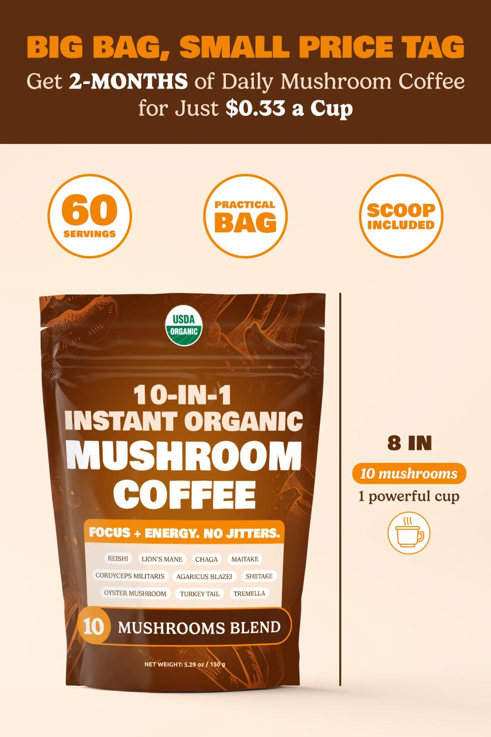 MATCHA DNA Mushroom Coffee Blend packaging details