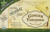 Maté Factor Ginger Turmeric with Black Pepper tea bags inside the box