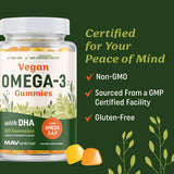 MAV NUTRITION Omega 3-6-9 Gummies bottle next to fresh fruits