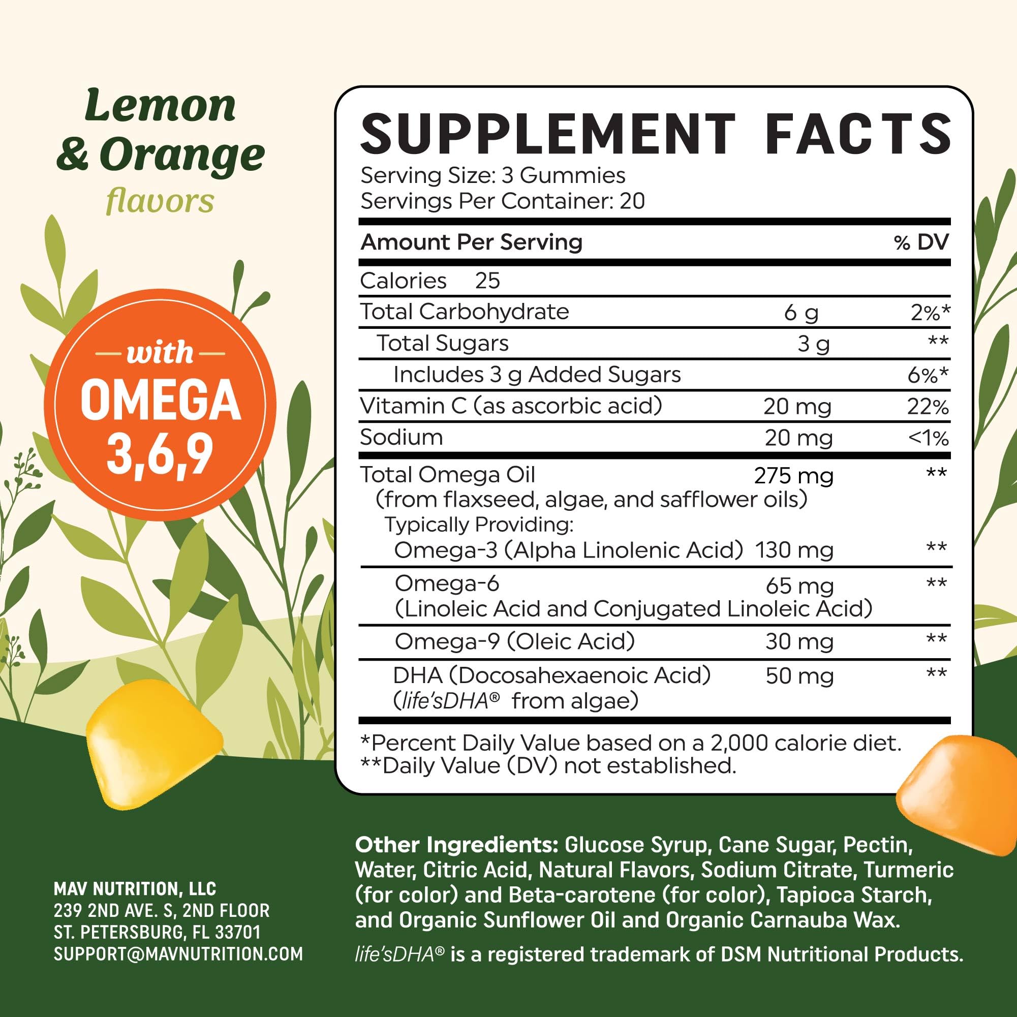 MAV NUTRITION Omega 3-6-9 Gummies on a kitchen counter