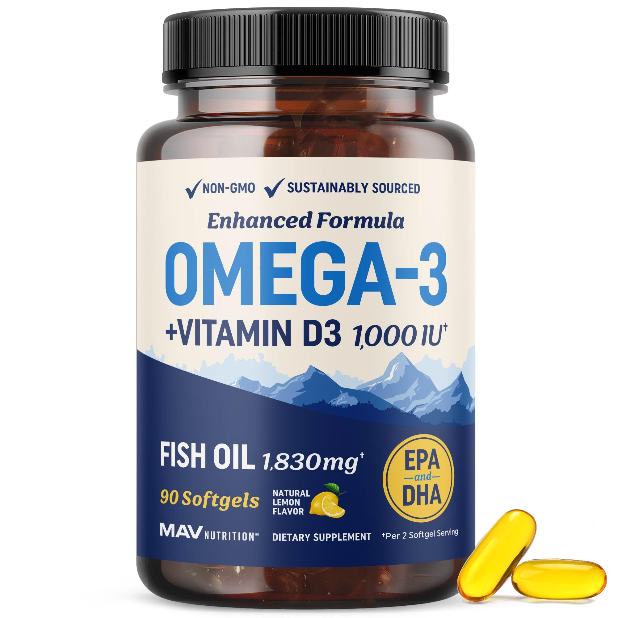 MAV NUTRITION Omega-3 with Vitamin D3 200g front view