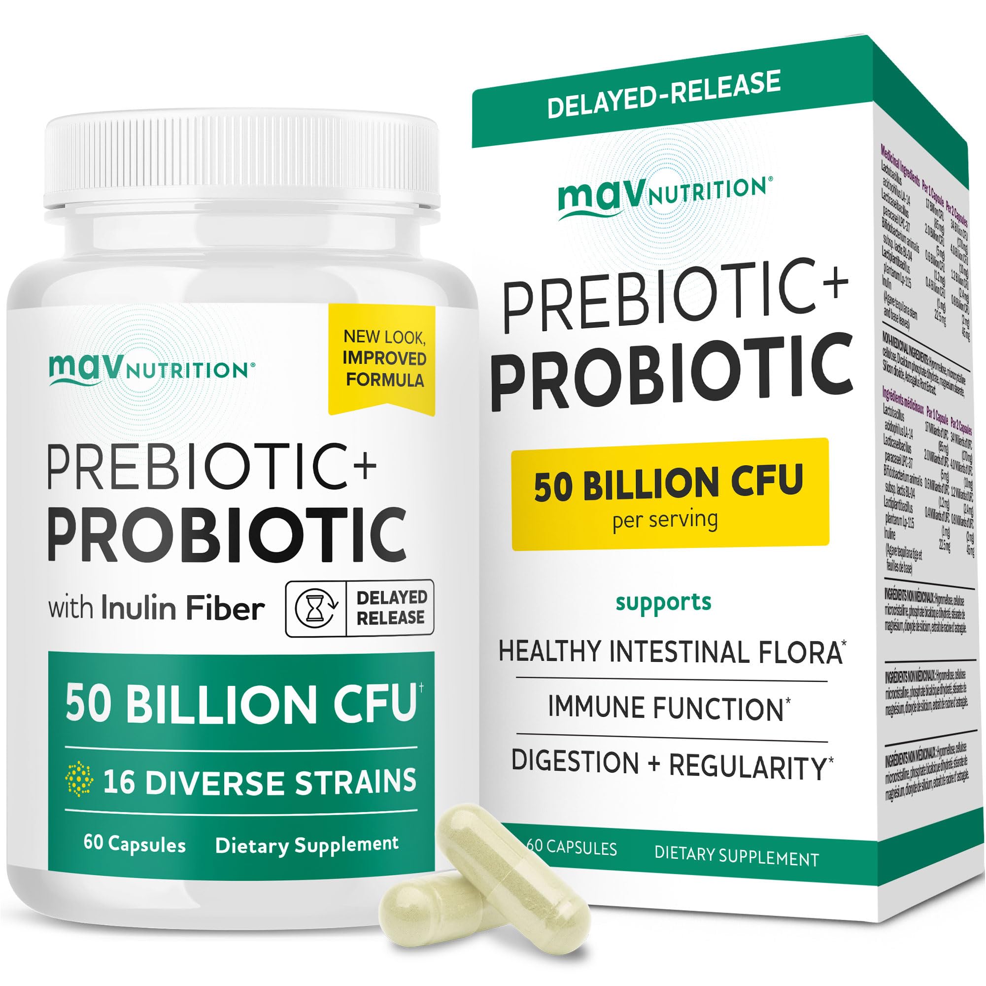 MAV NUTRITION Prebiotics & Probiotics 60g front view
