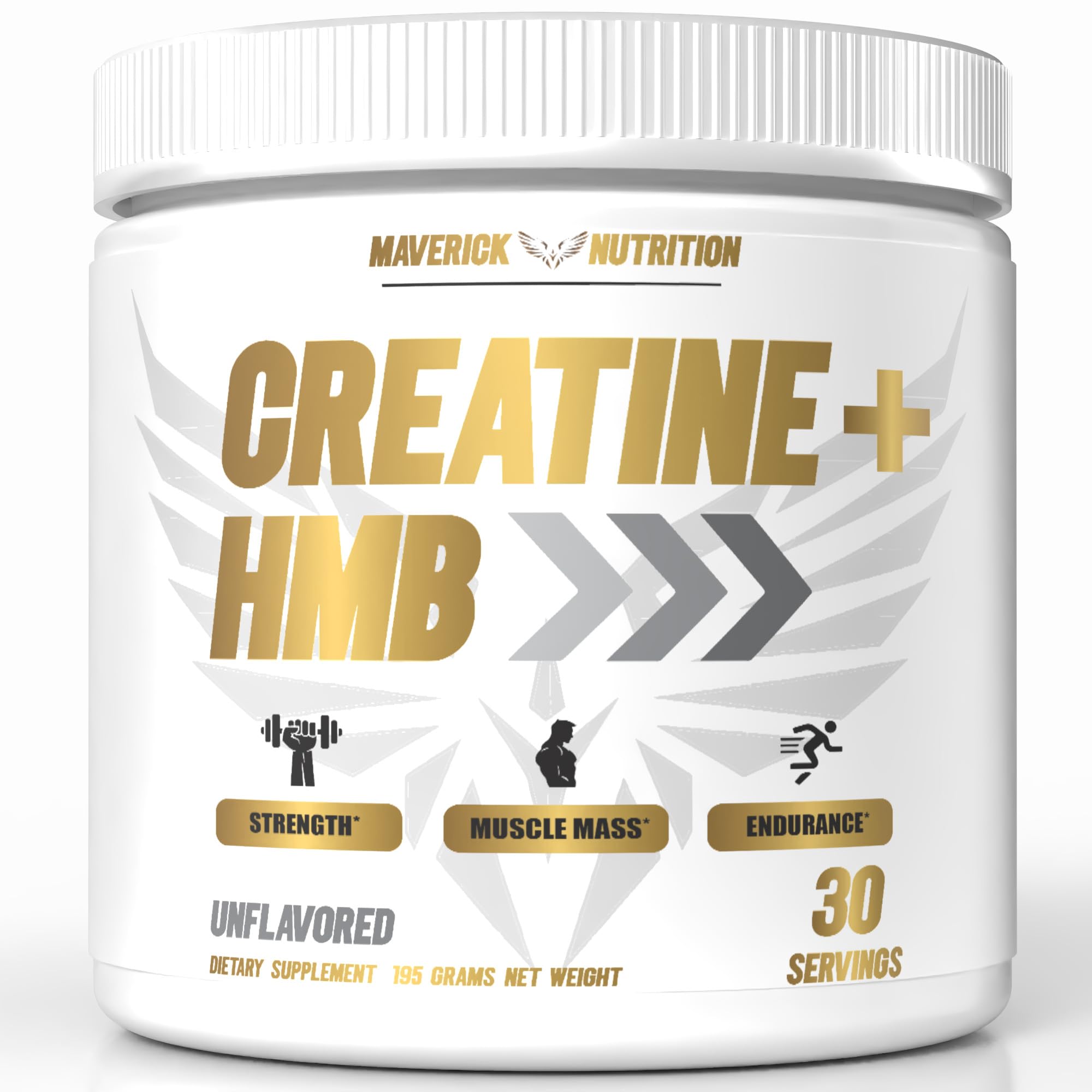 Maverick Nutrition Creatine + HMB 150g supplement front view