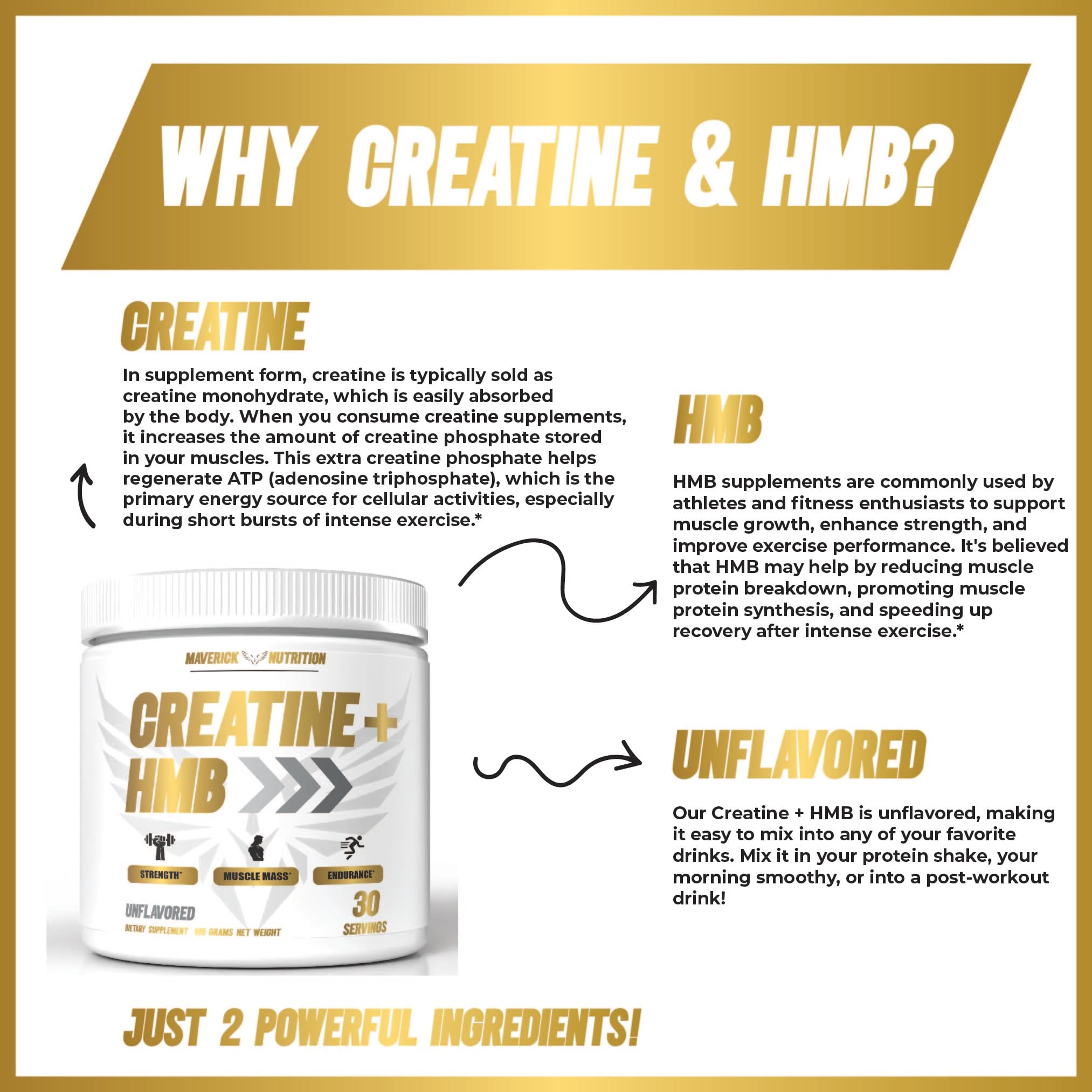 Maverick Nutrition Creatine + HMB 150g supplement ingredients list
