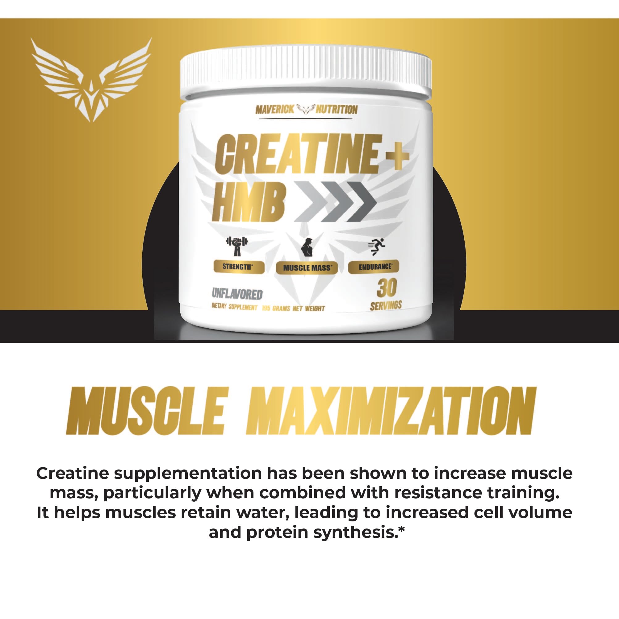 Maverick Nutrition Creatine + HMB 150g supplement scoop
