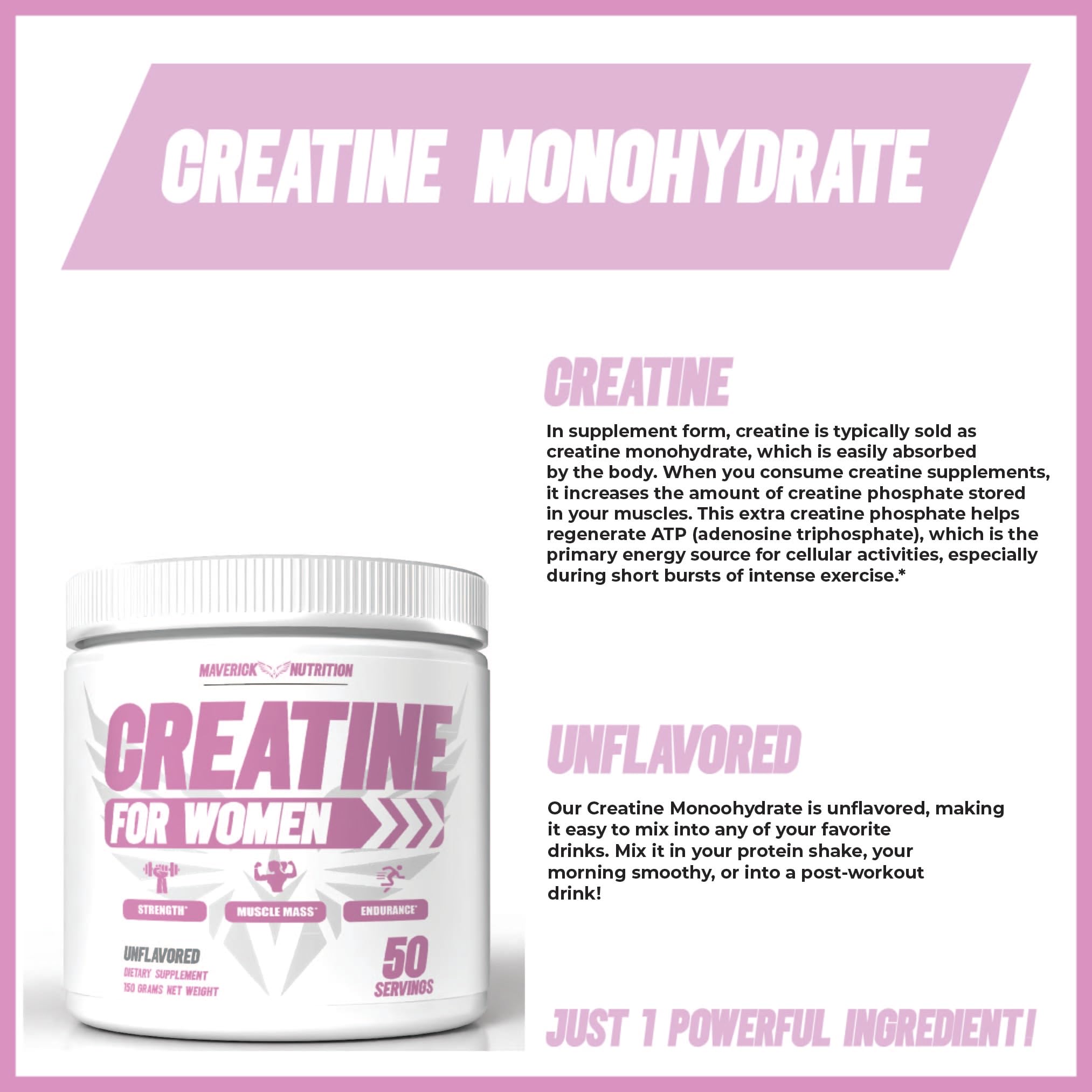 Maverick Nutrition Creatine Monohydrate 150g packaging