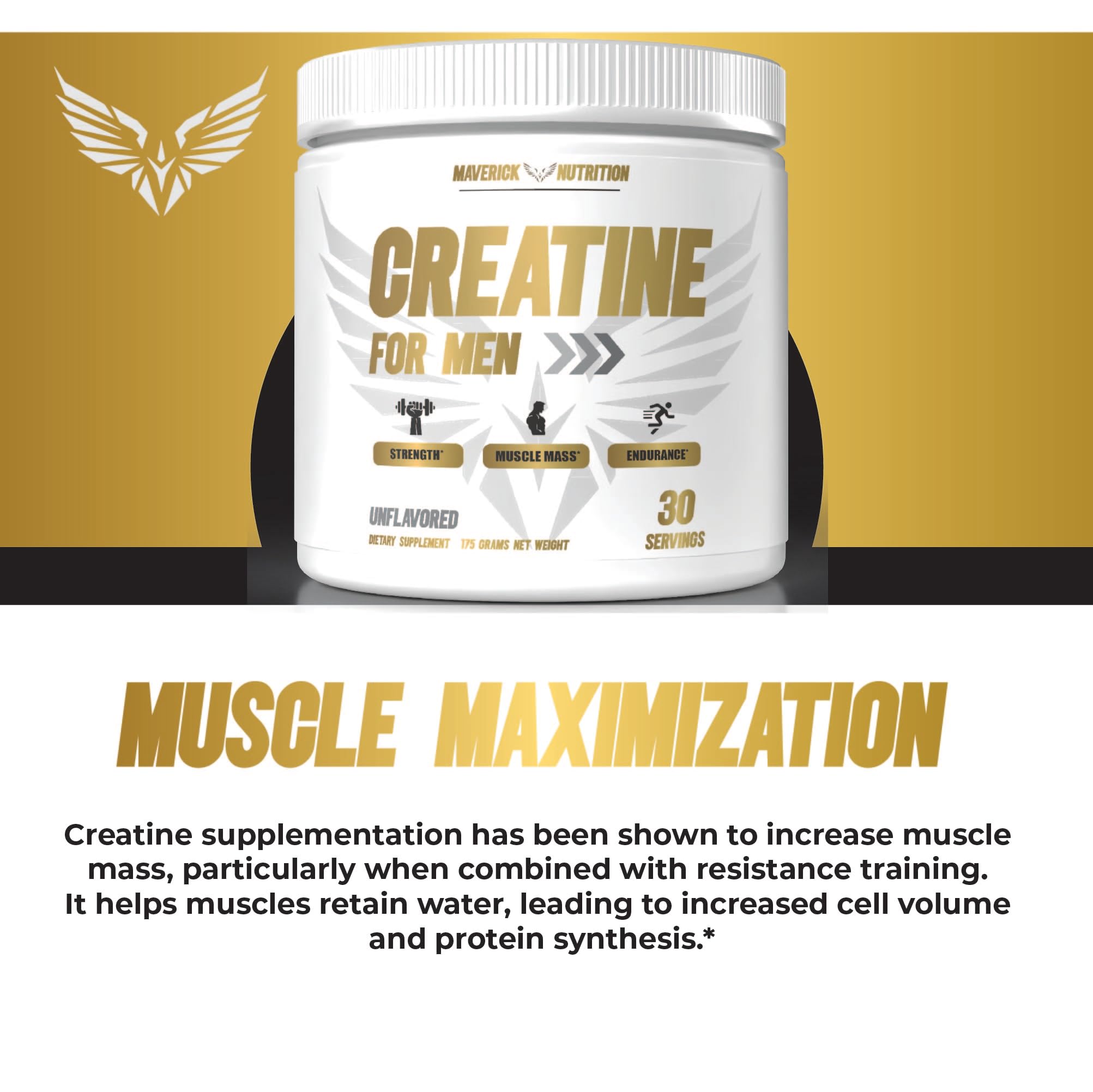 Maverick Nutrition Creatine Monohydrate 150g side view