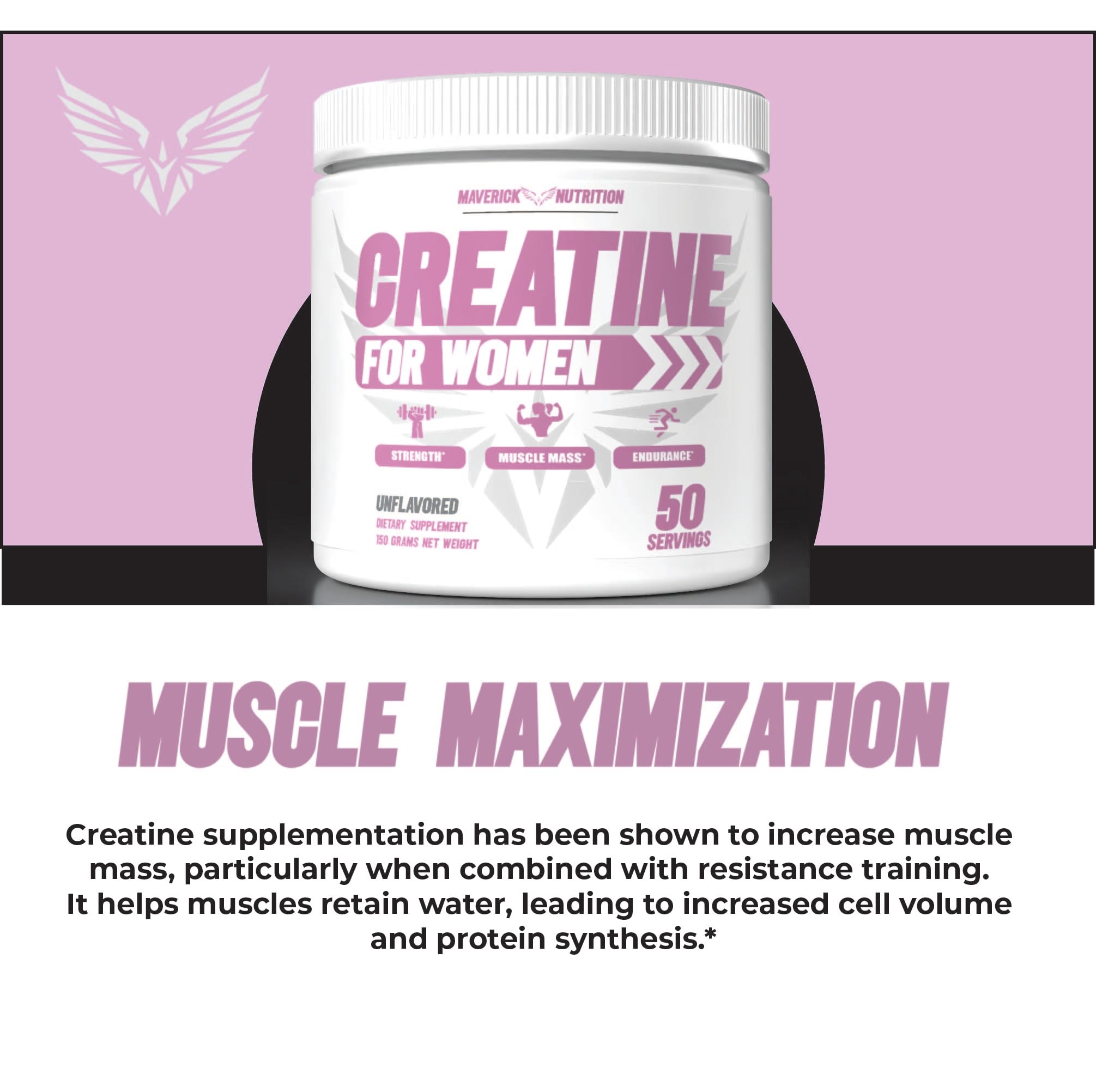 Maverick Nutrition Creatine Monohydrate 150g with scoop