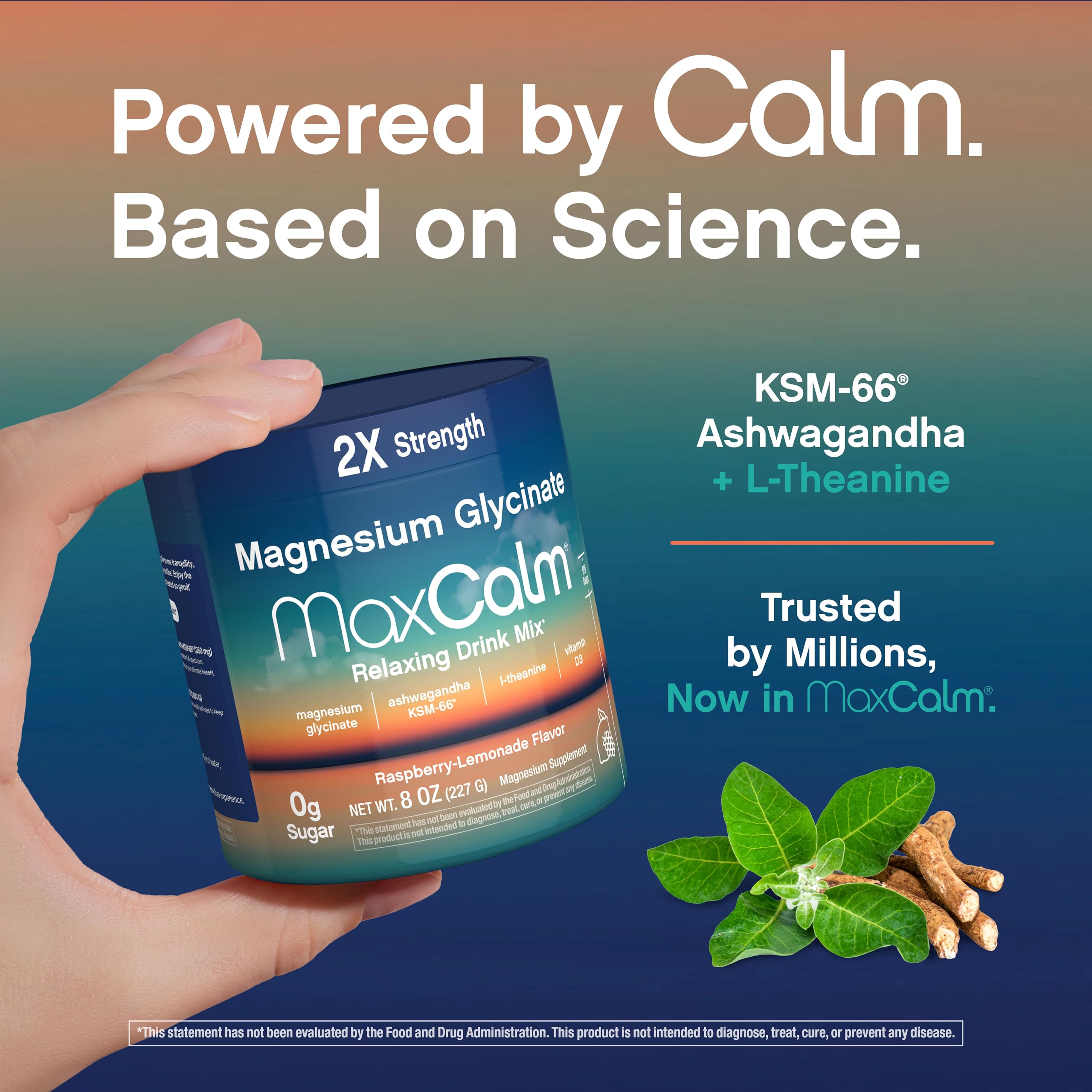 Max Calm Magnesium Supplement Raspberry-Lemonade drink mixed in a glass